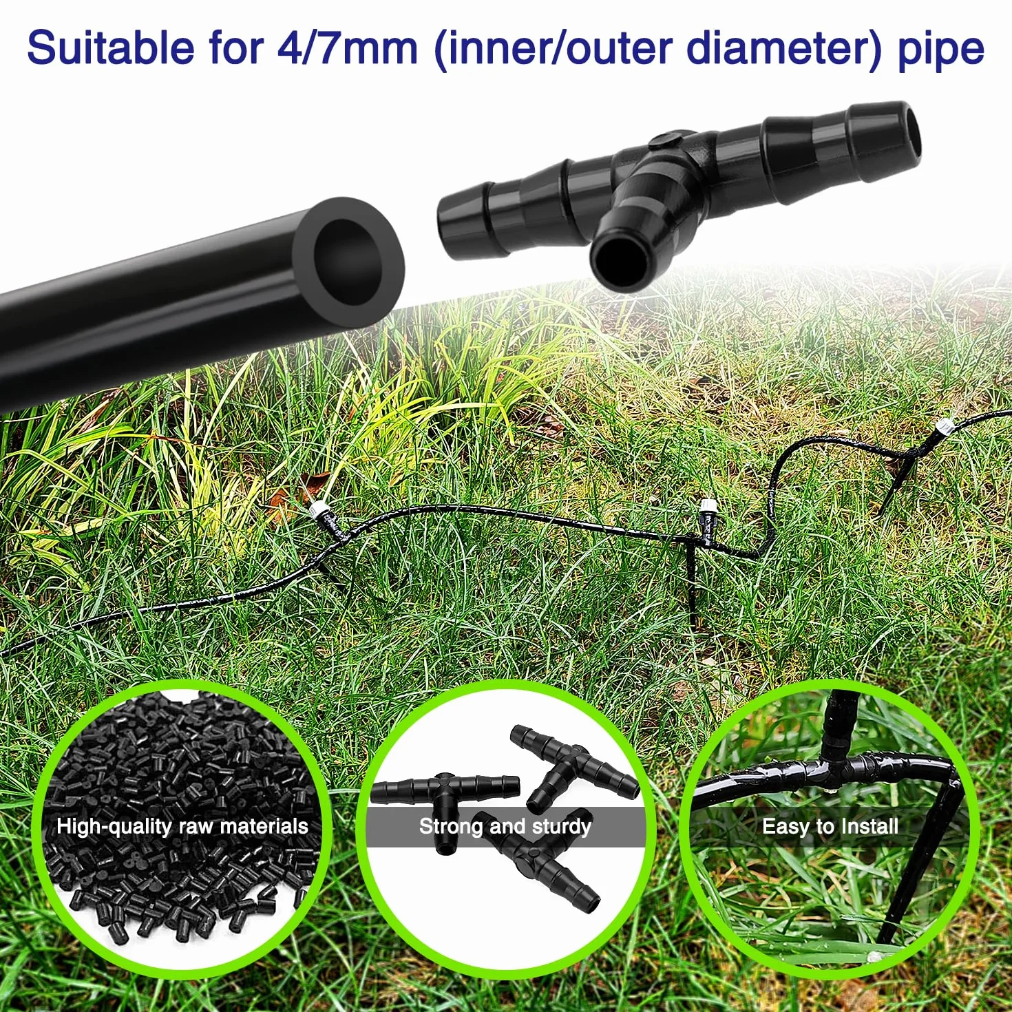 VooGenzek Raccord de Tuyau Tee Plastique 4/7 mm pour Irrigation Jardin Arrosage
