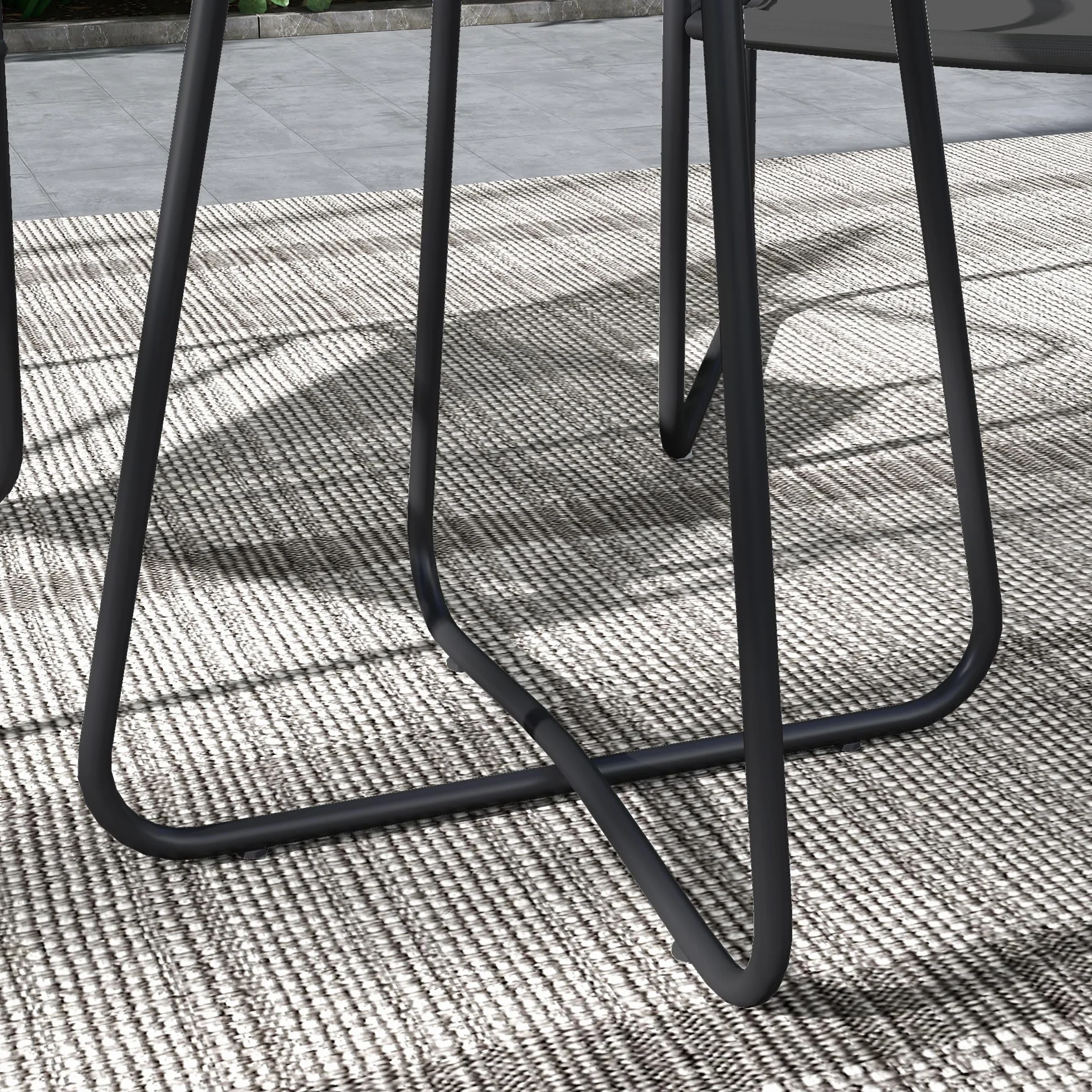 Outsunny Salon de Jardin 3 pièces, 2 fauteuils 1 table ronde, Acier, Tissu respirant, Gris