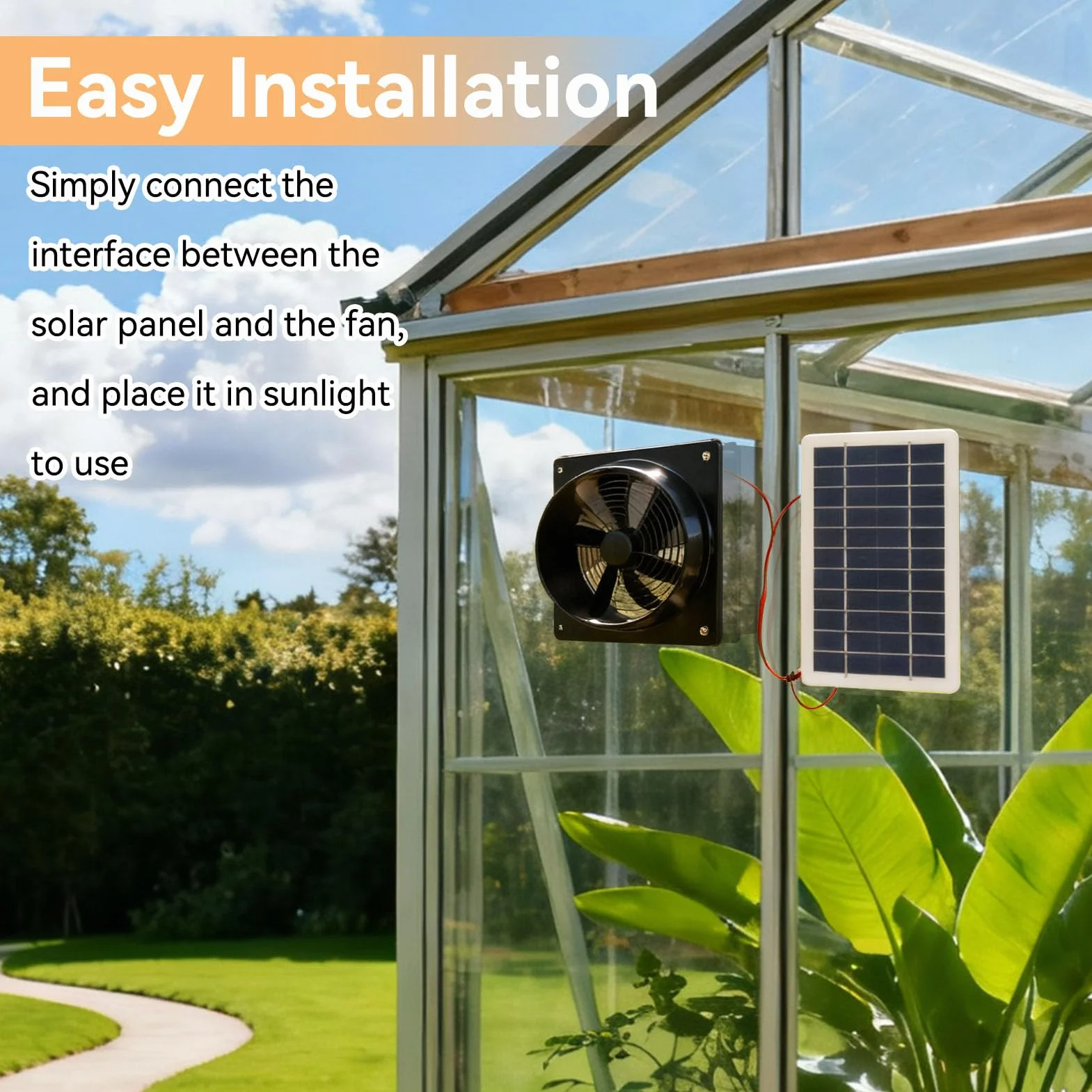 Kit Ventilateur Panneau Solaire 100mm Échappement 10W 12V Pour Serre Extérieur