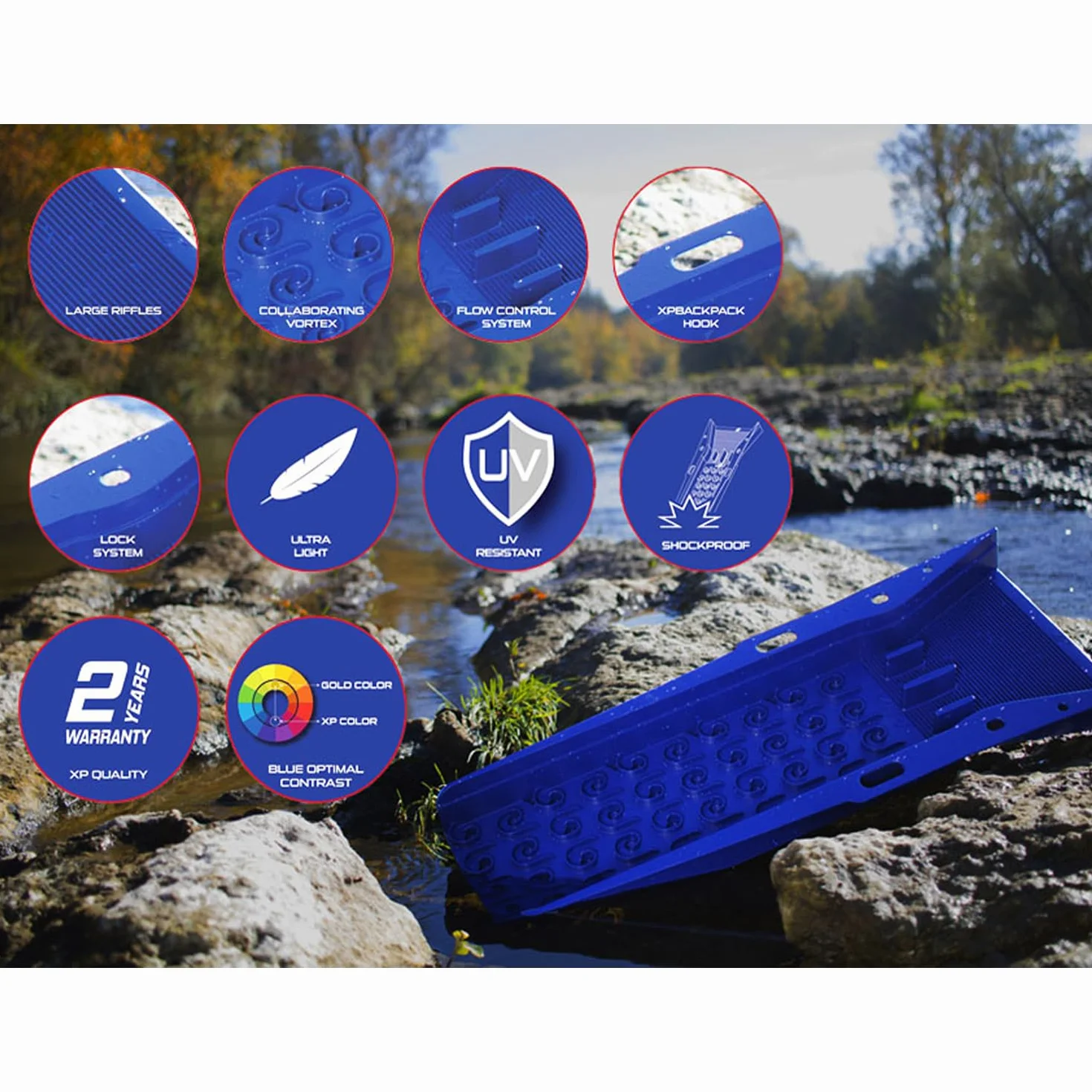XP Metal Detectors GP-Sluice-VS1 Rampe de Recherche d'or VS1 Vortex Bleue