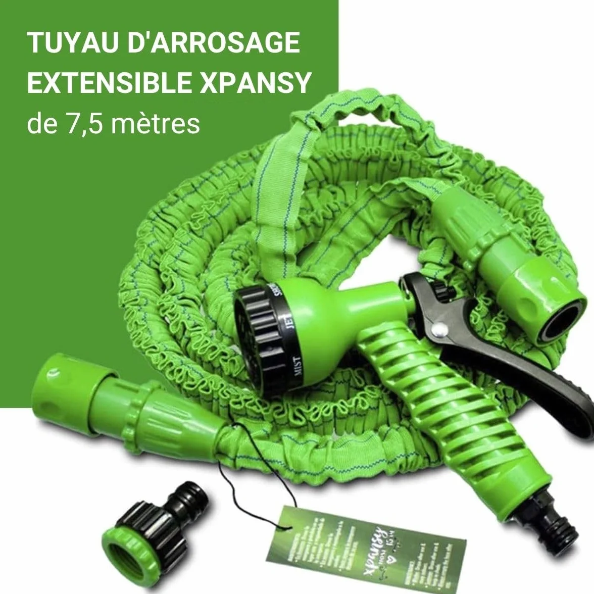 Tuyau Extensible à Pression d'Eau Xpansy C2607A 7,5 mètres Vert