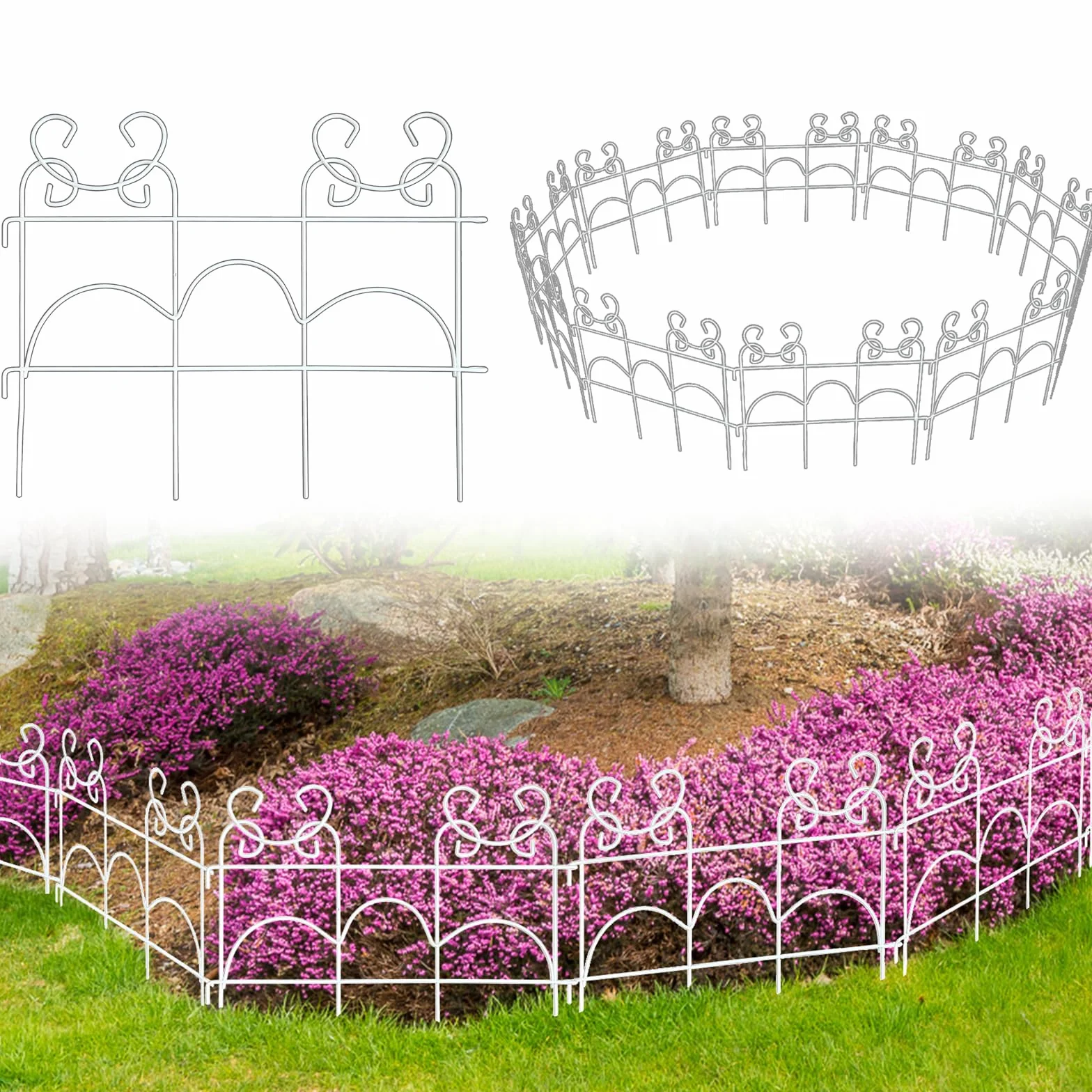 ARIFARO Bordure de Jardin sans Creuser Bordure de Paysage 33cm Haut x 43cm Large, Paquet de 20, Longueur Totale 8,6m, Barrière Bordure de Jardin en Métal pour L’extérieur, Patio, Pelouse