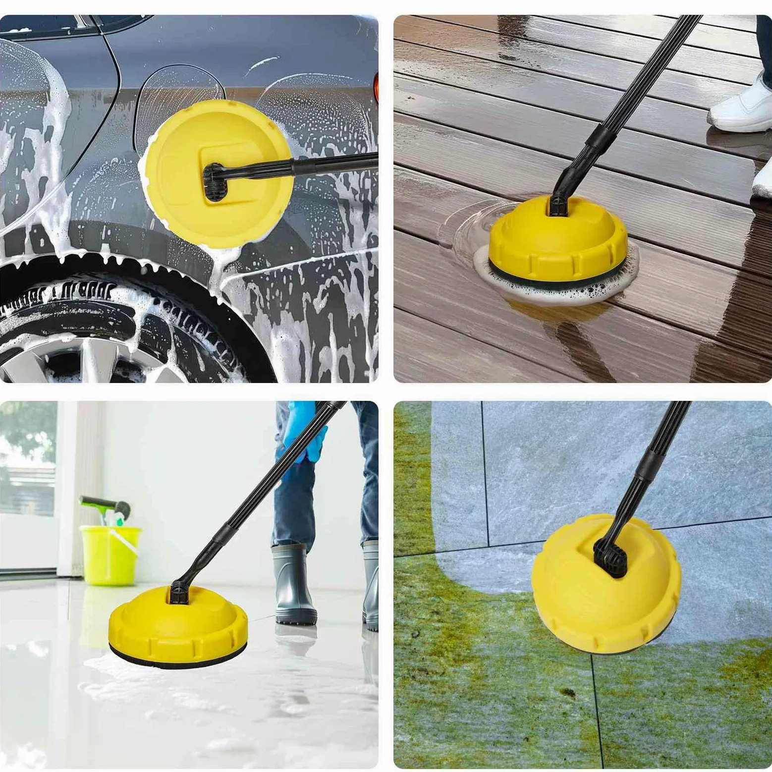 Nettoyeur haute pression pour terrasse K1-K7, accessoire de nettoyage de terrasse, brosse rotative flexible (jaune)