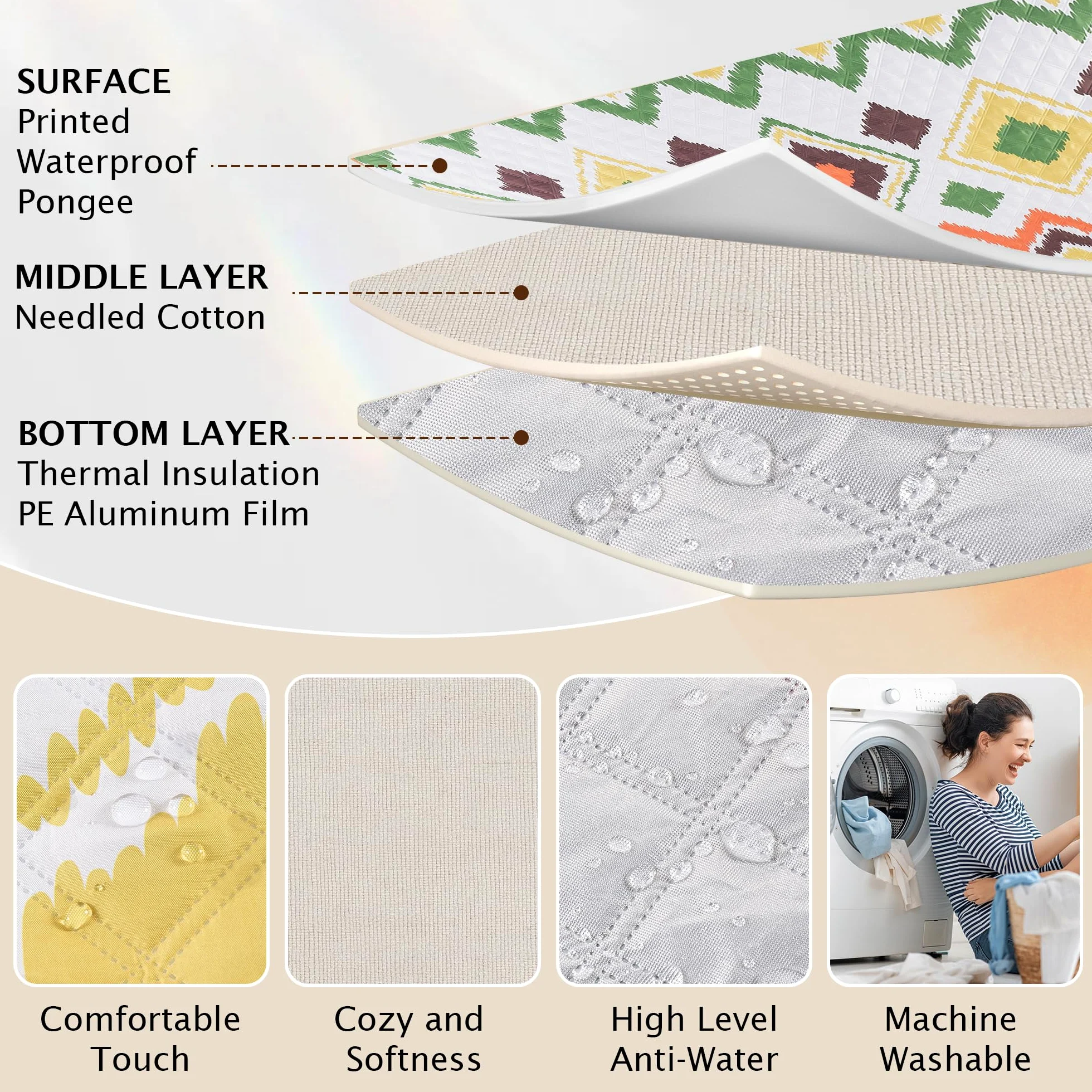 ACUSHLA Couverture de plage et de pique-nique 200 x 200 cm, imperméable et lavable, tapis de plage avec sangle de transport, parfaite pour la plage, le camping et les pique-niques, couverture de