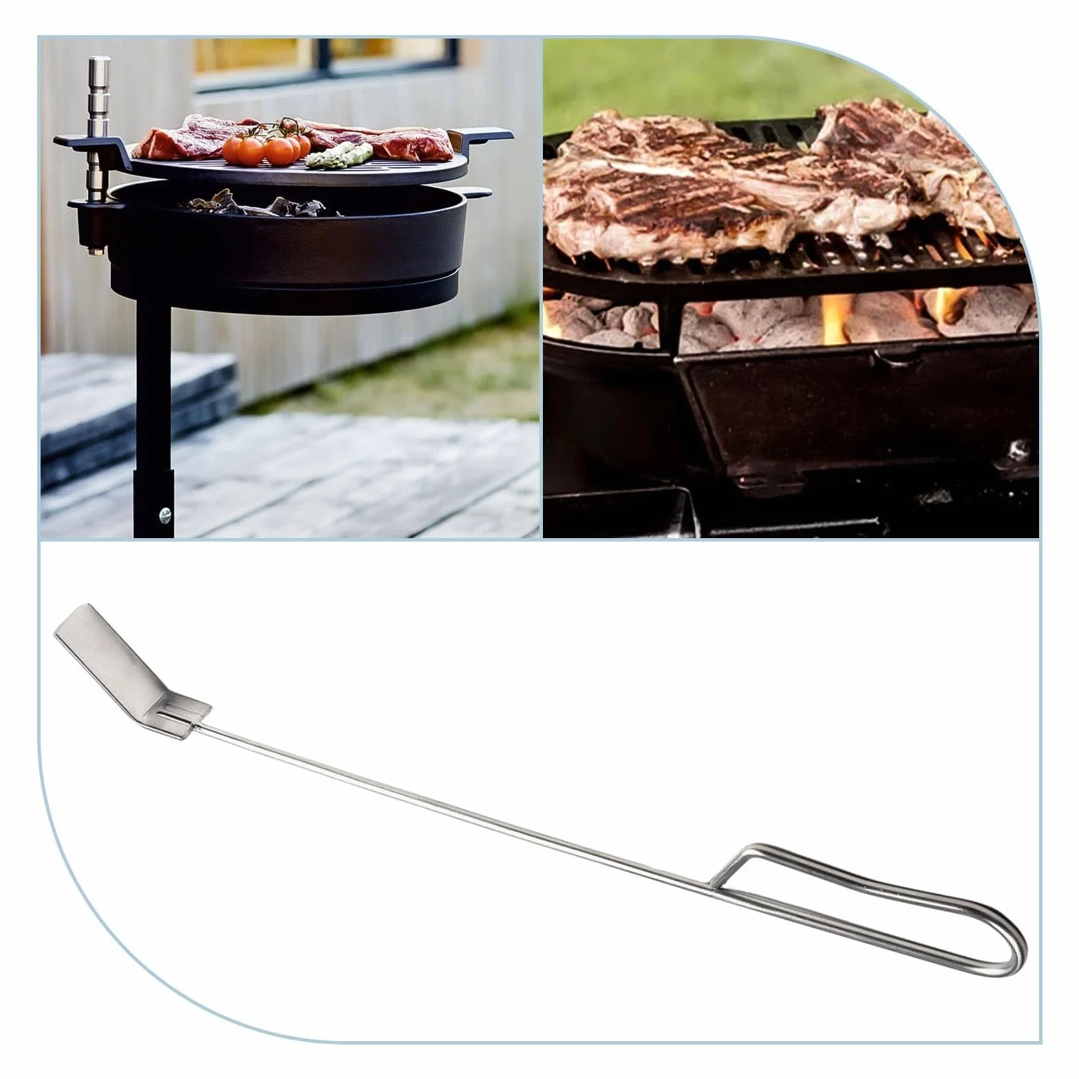 KamadoJoe râteau à cendres en acier inoxydable pour barbecue au charbon de bois