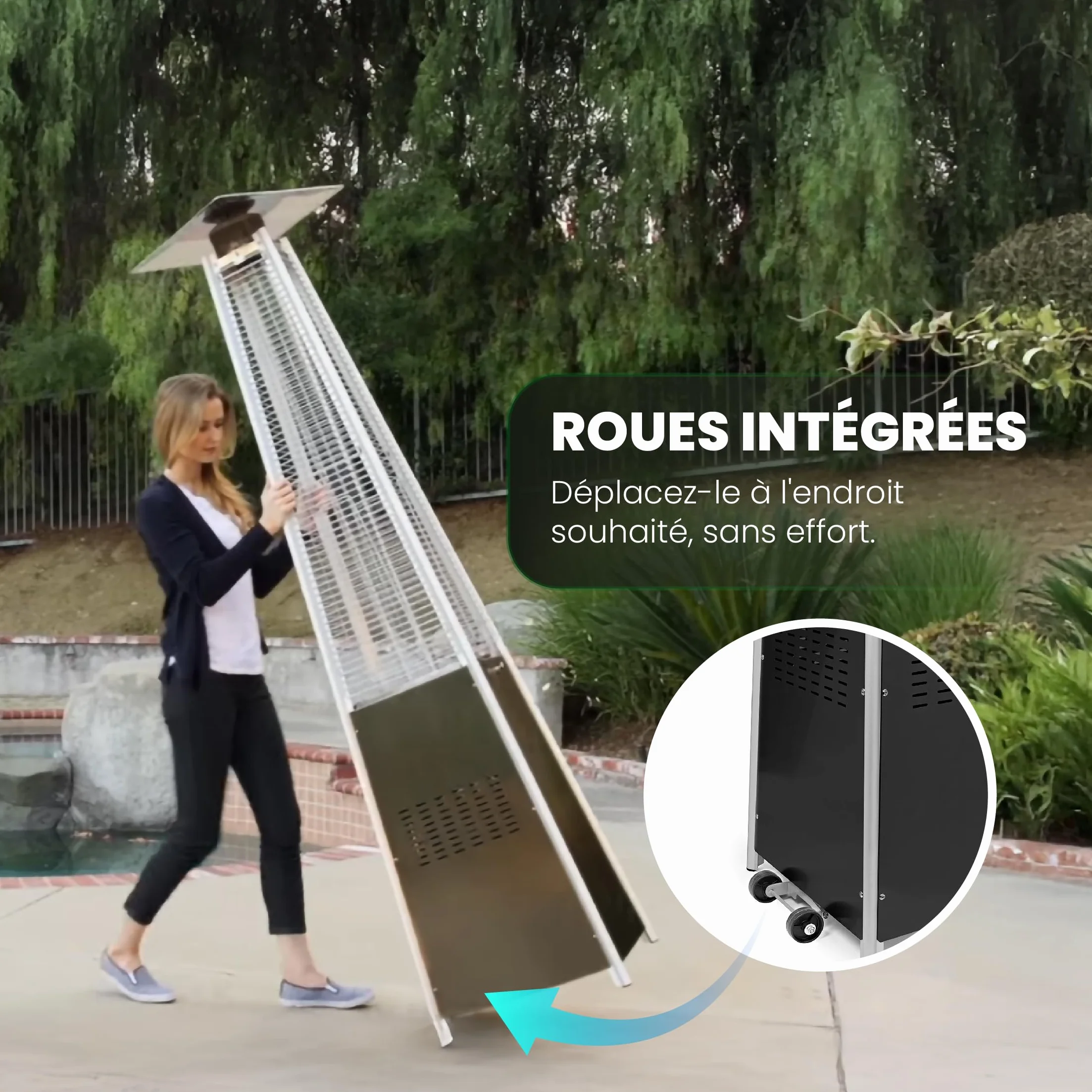 BU-KO Chauffage au Gaz Pyramide 13kW Acier Inoxydable Extérieur Jardin