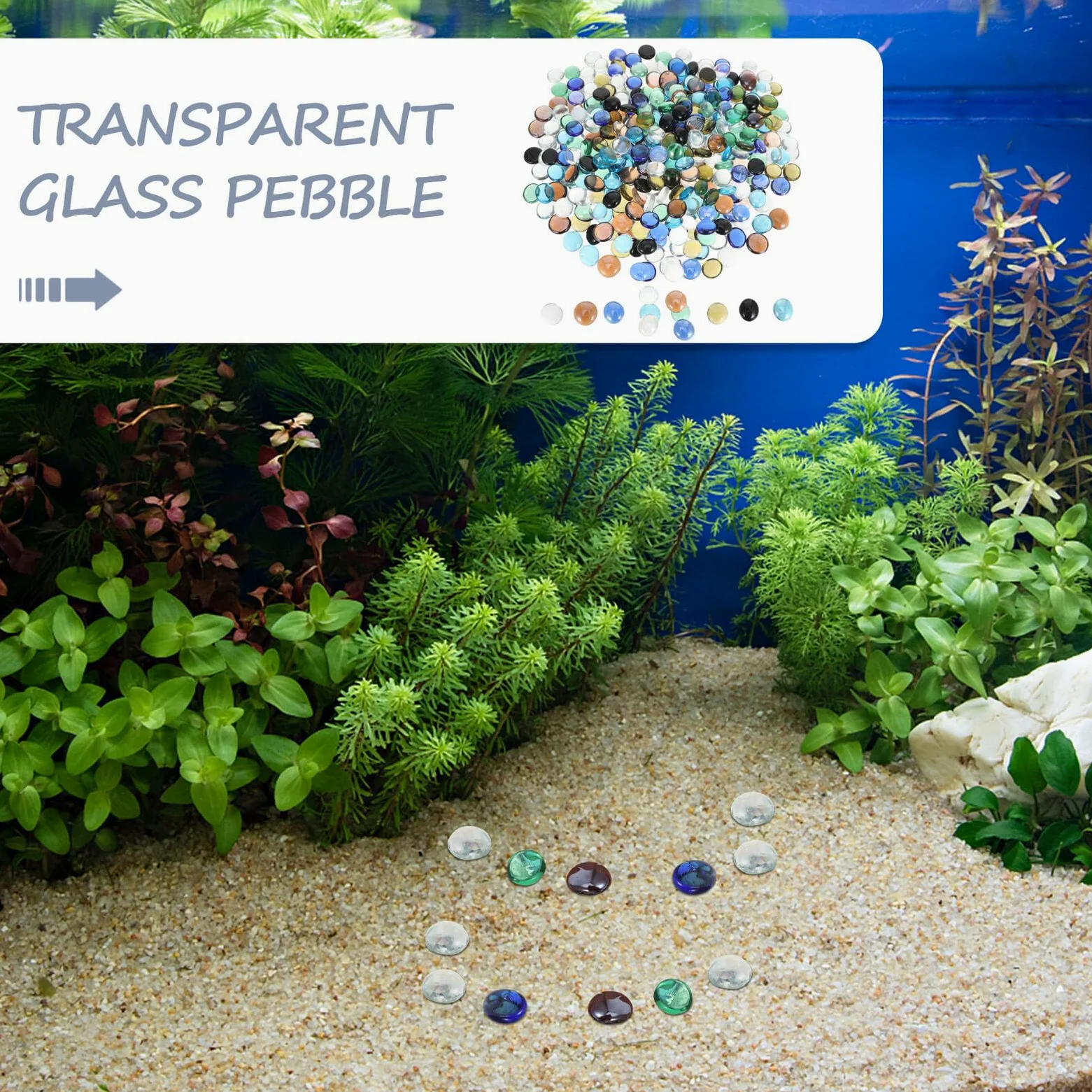 VOSAREA Pierres Décoratives en Verre Transparentes Plates 17-19 Mm pour Aquarium Jardin Artisanat et Décoration de Vase Paquet 1 Couleur Aléatoire