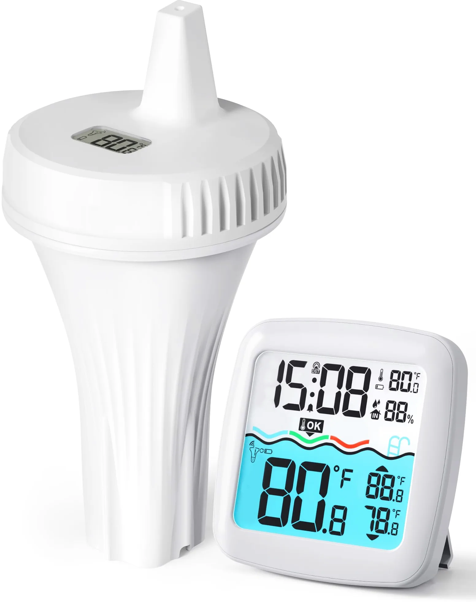 Thermomètre de piscine étanche IPX8 Thermomètre numérique flottant pour spa, piscine, aquarium et étang