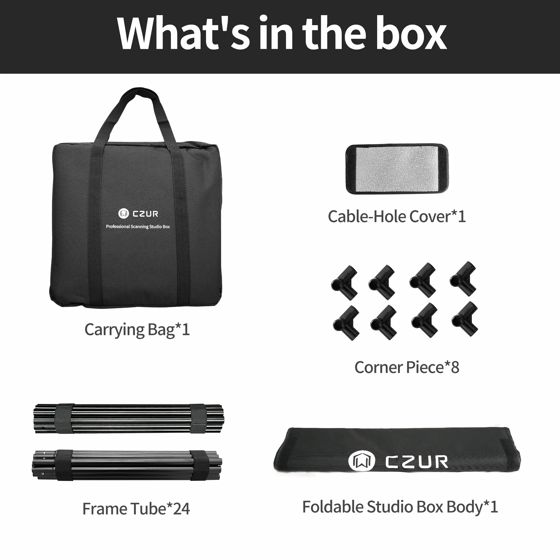 CZUR Boîte de Studio Pliable Portable 60x60x60cm Kit Tente Professionnelle Scanner Documents Livres
