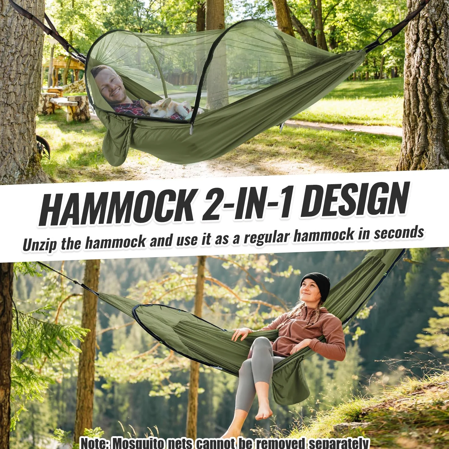 Ultra-léger Hamac Moustiquaire Capacité de Charge de 300kg | Suspendu Hamac sur Pied Respirant | Nylon Parachute Séchage Rapide Exterieur pour Camping, Randonnée, Jardin, Randonnée Pédestre