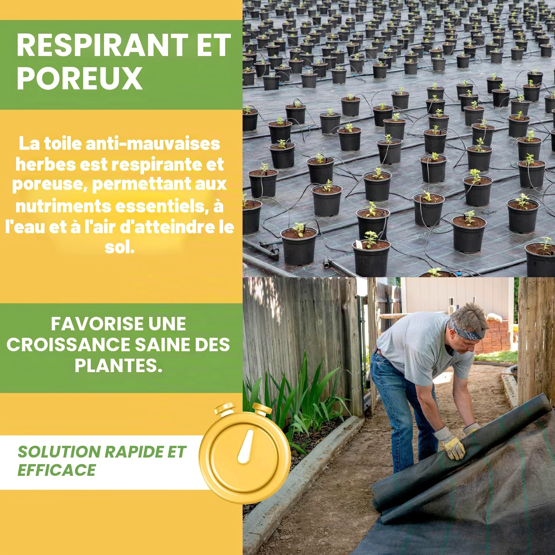 BLOSTM Membrane tissée Anti-Mauvaises Herbes - 2m x 50m | Membrane de Jardin résistante pour sous-Couche de Gravier ou d'herbe, stabilisée aux UV pour le Jardinage