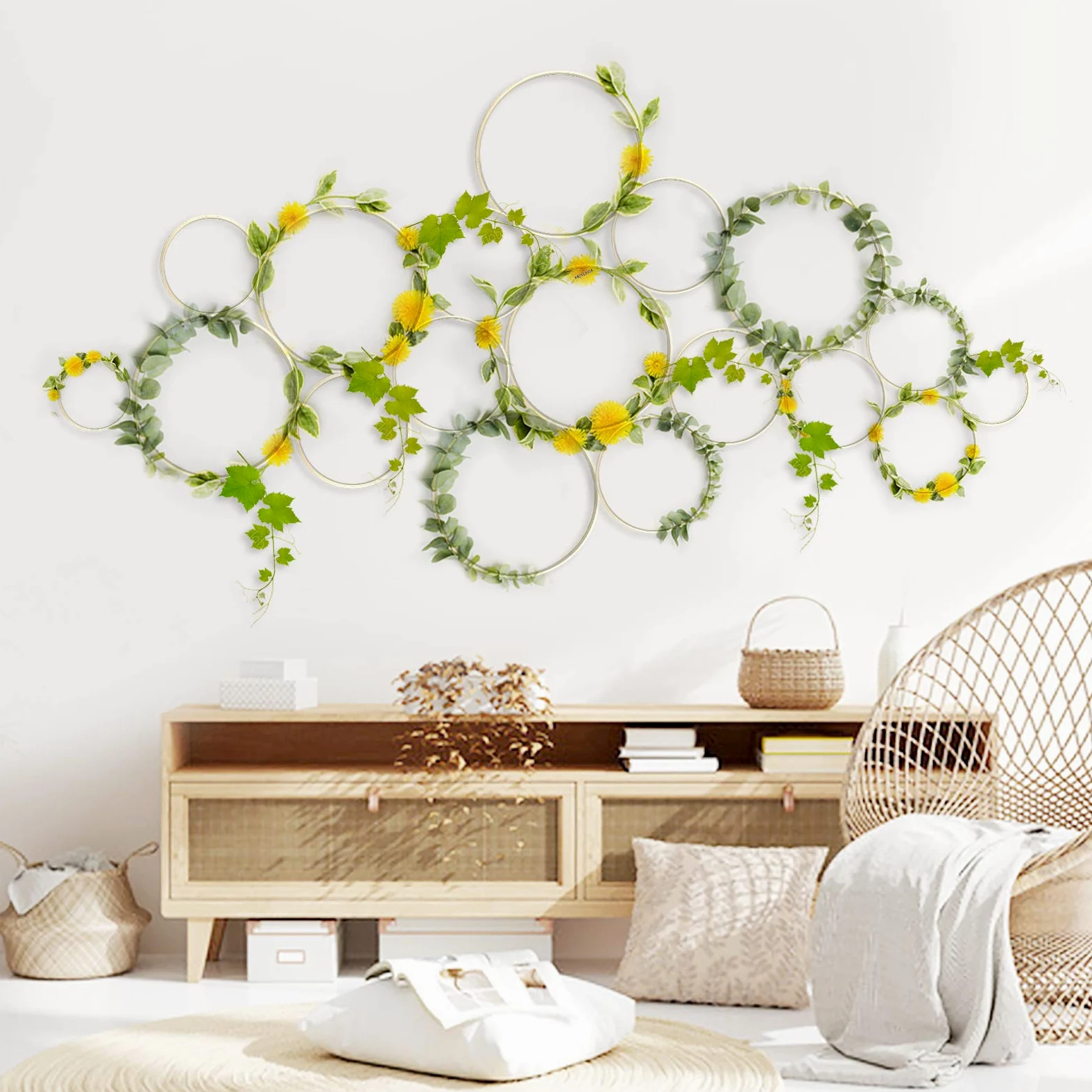 Sunlit Boho Lot de 18 Treillis Mural en Bambou pour Plantes grimpantes en Pot, décoration d'intérieur Rustique Vintage