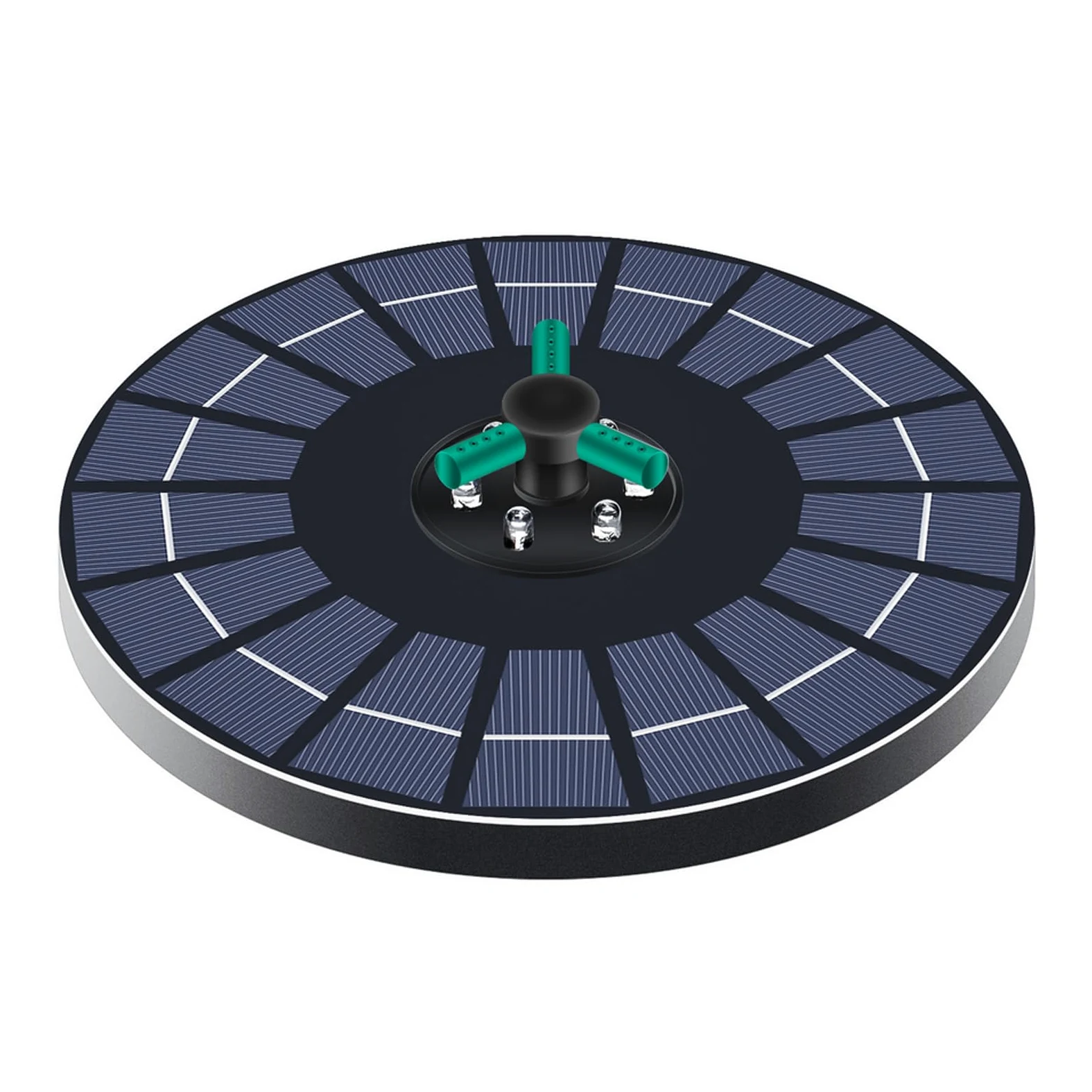 GLOGLOW Fontaine Solaire de Bain d'oiseaux avec Lumières LED RGB, Pompe Flottante avec Panneau en Verre 6W 9V, 7 Buses de Pulvérisation, Batterie 1500mAh pour Jardin, étang et Piscine (6W Diamètre