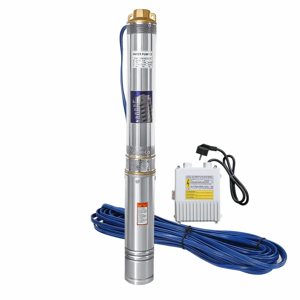 Pompe immergée 750W 4000 L/h 6,7 bar acier inox profondeur 67 m câble 20M pour puits profond