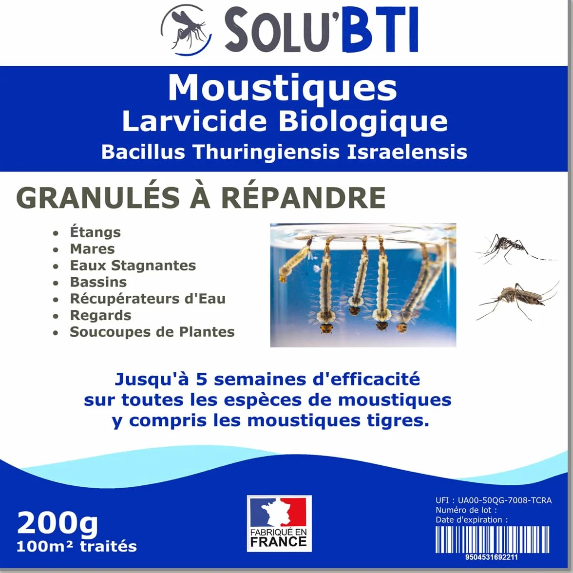 Moustiques Larvicide Biologique BTI Bacillus Thuringiensis 200 gr
