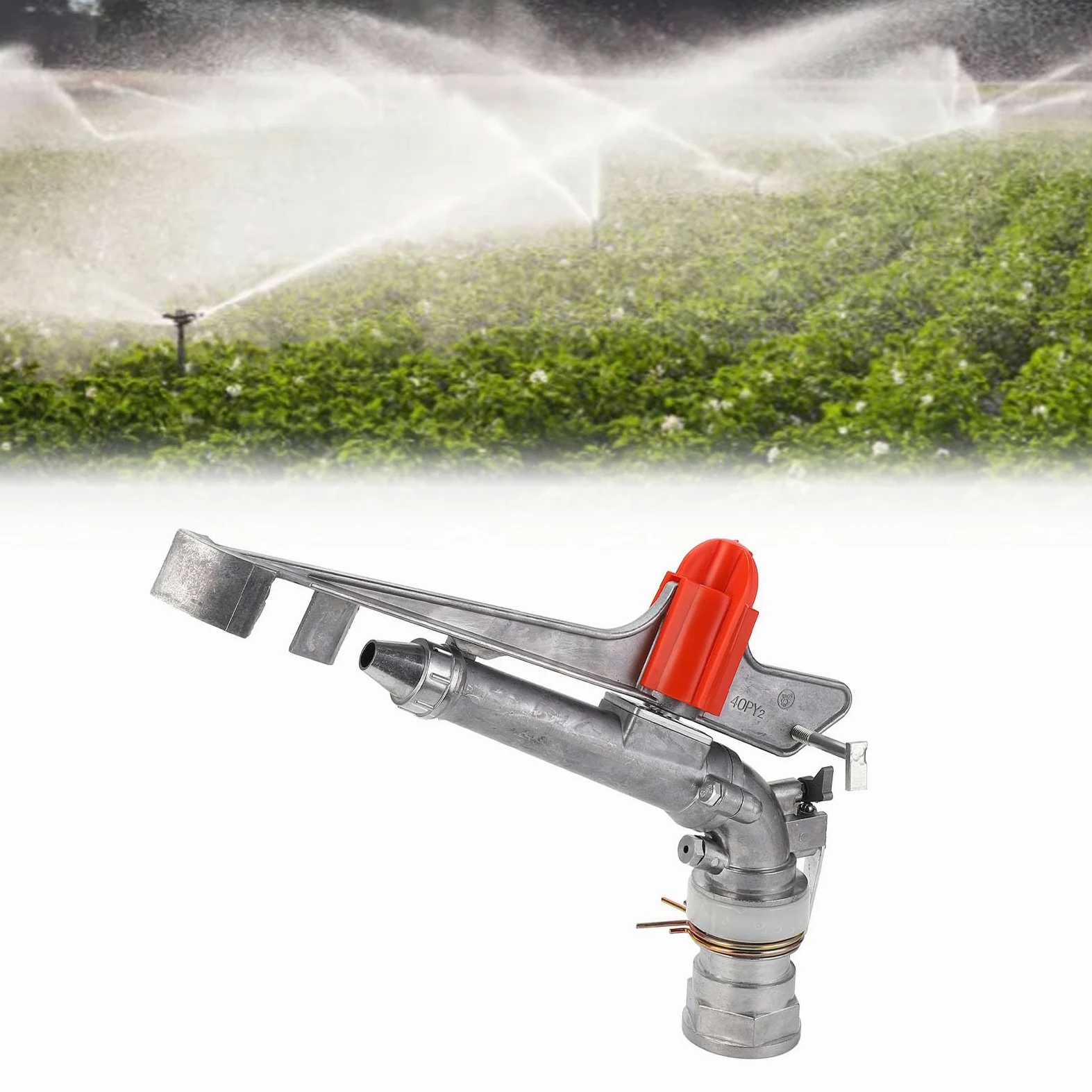 Arroseur D'irrigation de Ferme Agricole de 2 Pouces, Arroseurs de Pelouse Rotatifs à 360 ° pour Cour, Pistolet de Pulvérisation D'irrigation avec Angle Réglable, Filetage Femelle