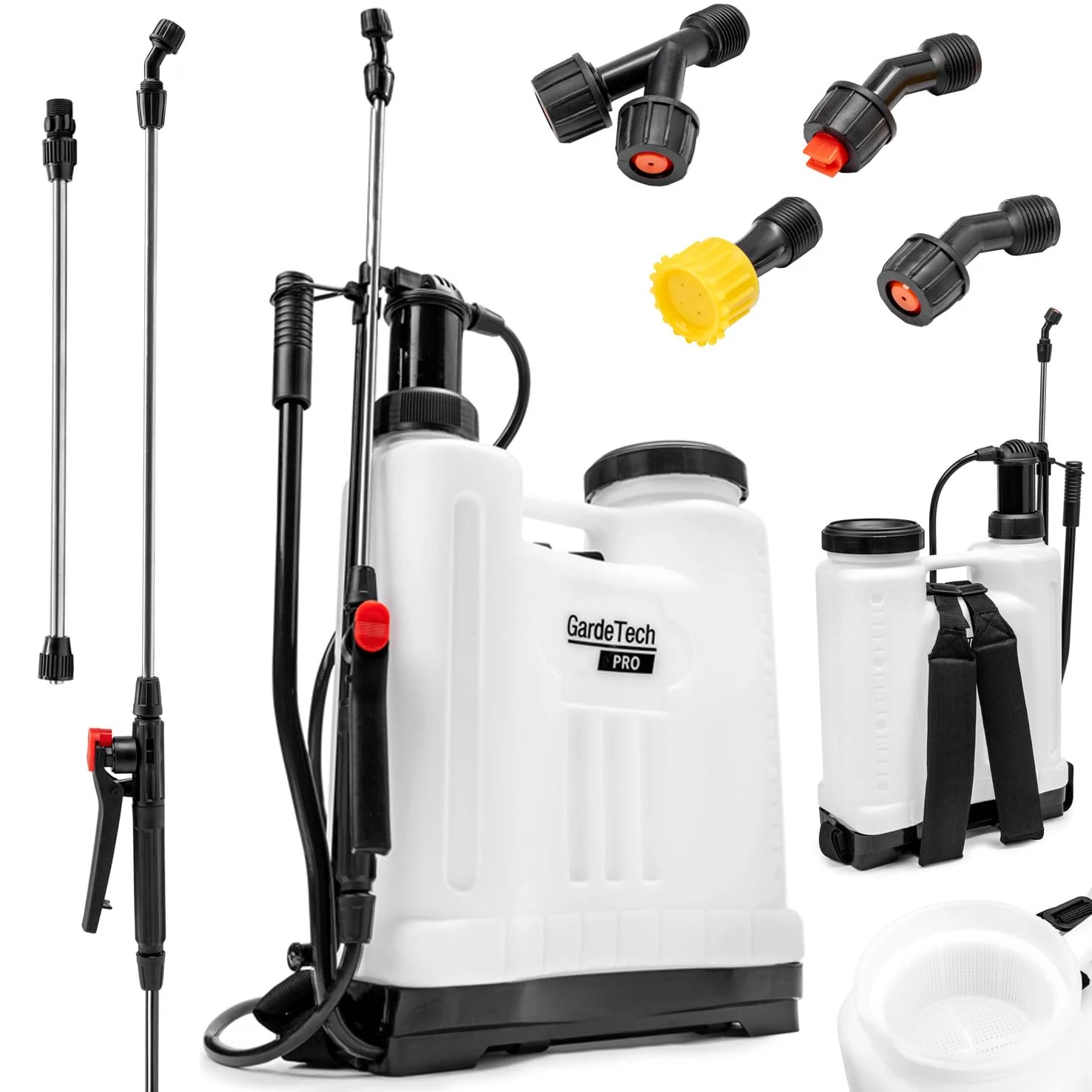 Pulvérisateur à pression 20L - Pulvérisateur à dos avec pression 4 bars, 4 buses de pulvérisation, lance télescopique de 100 cm, tuyau de 145 cm - Pulvérisateur de jardin pour protection des