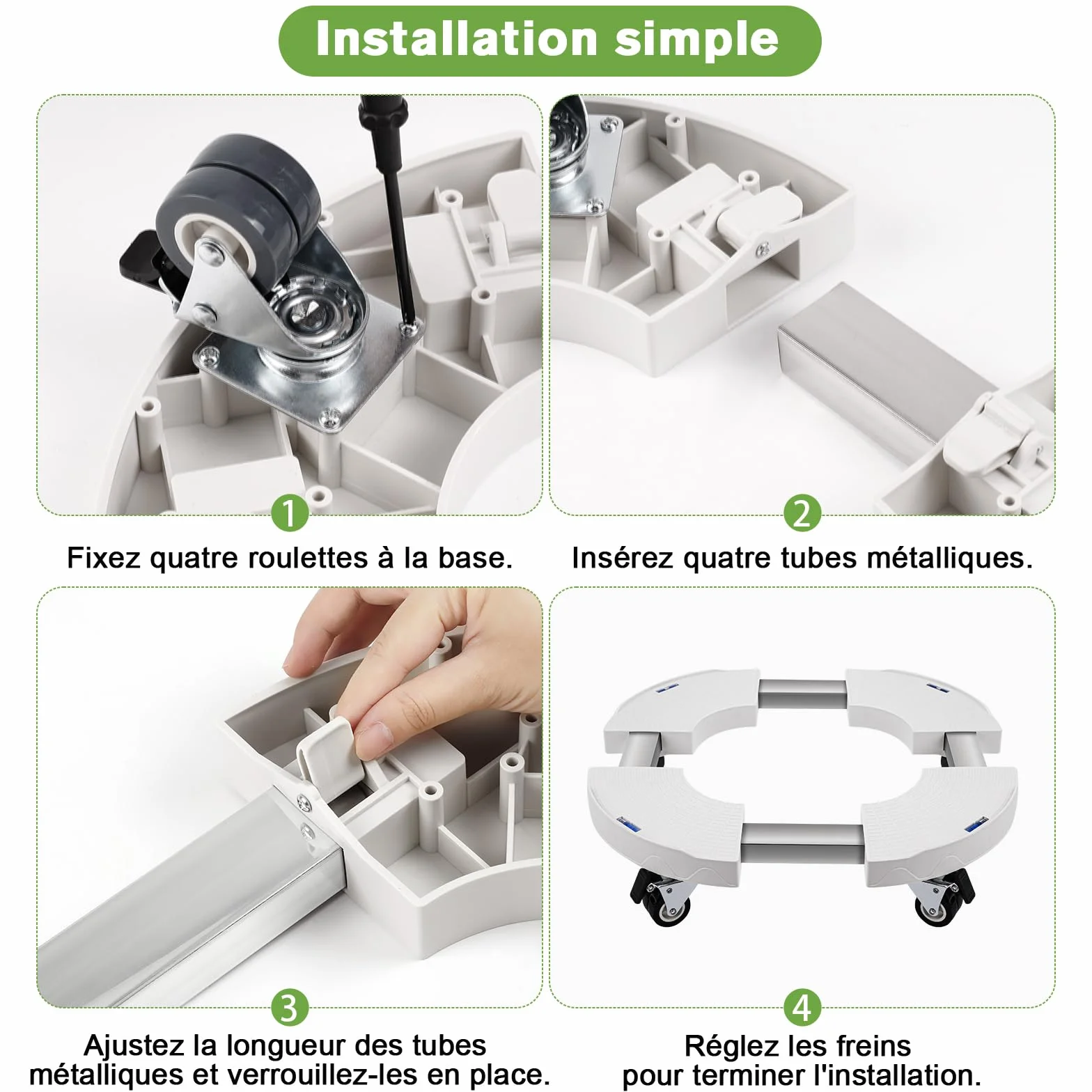 DEWEL Support Roulette Porte Plante Réglable 38-50cm, Capacité de Charge 200 kg