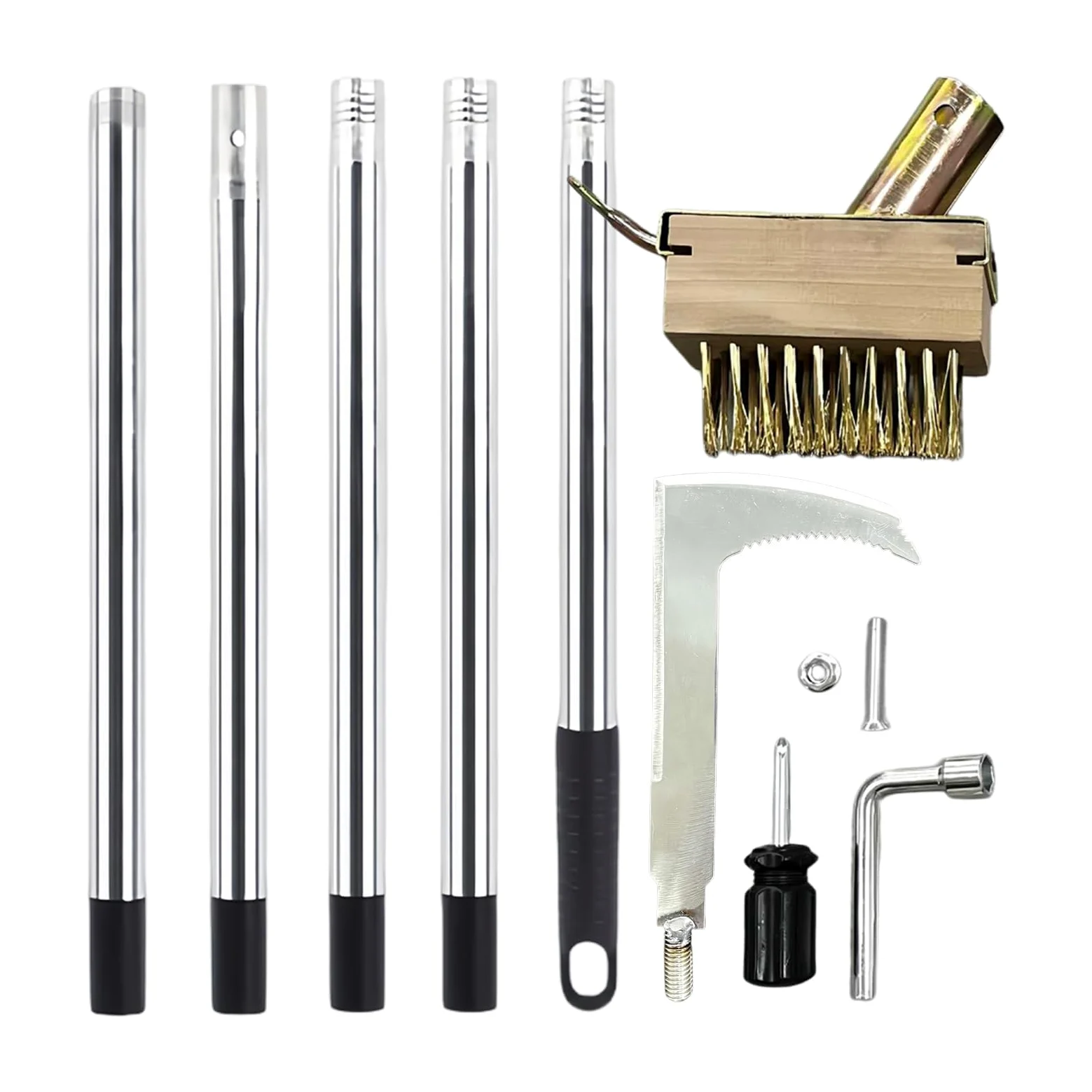 Ensemble de brosse à mauvaises herbes avec manche télescopique en acier inoxydable, extracteur de mousse manuel pour patios, allées et pavés, outil de jardin réglable sans danger pour le dos