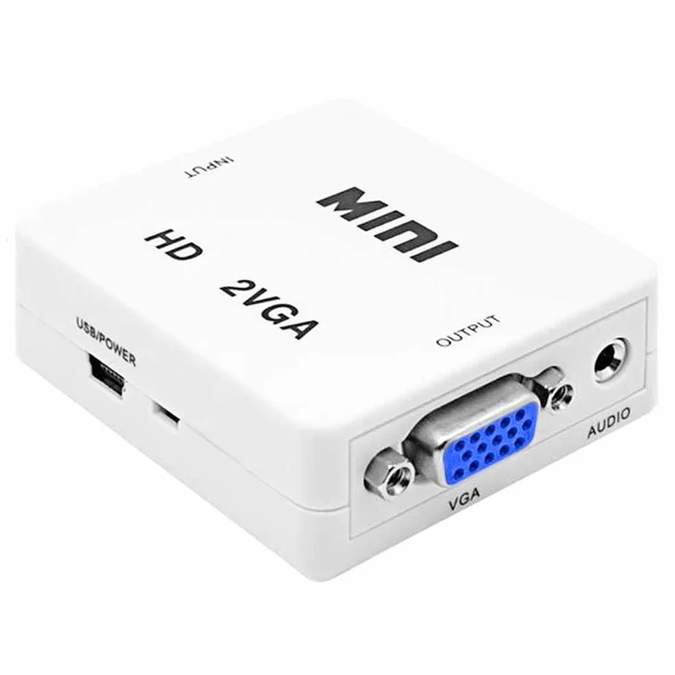 Adaptateur HDTV vers VGA 1080p Blanc Convertisseur HDTV2VGA FullHD