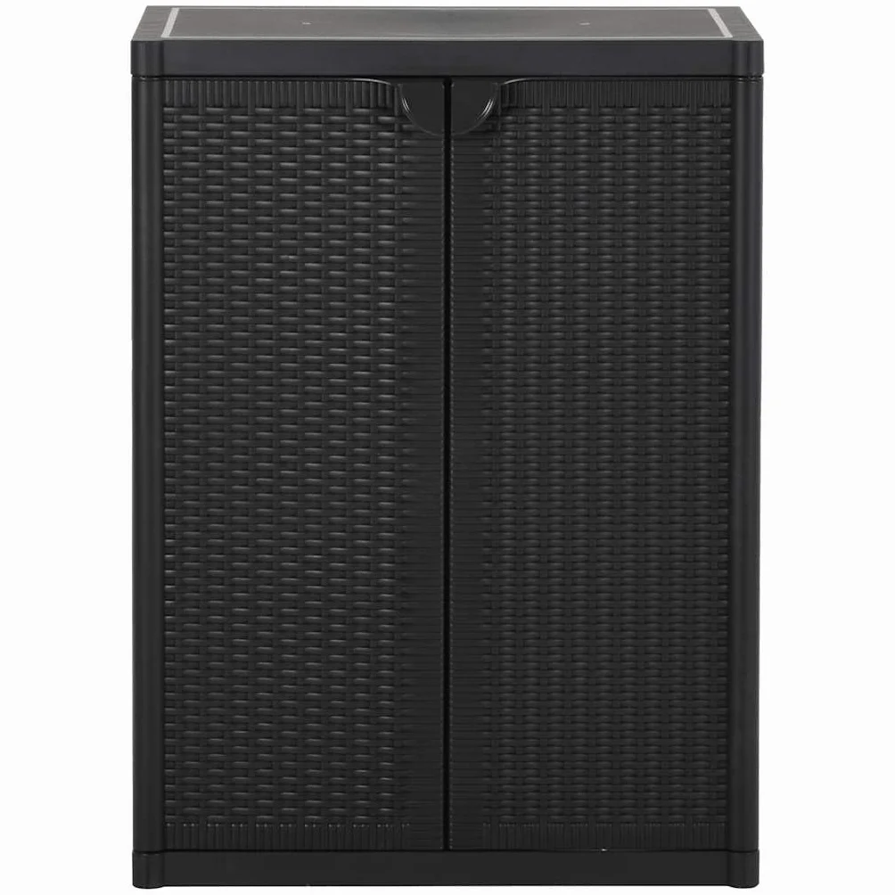 Armoire de rangement jardin Noir 65x45x88 cm PP Rotin