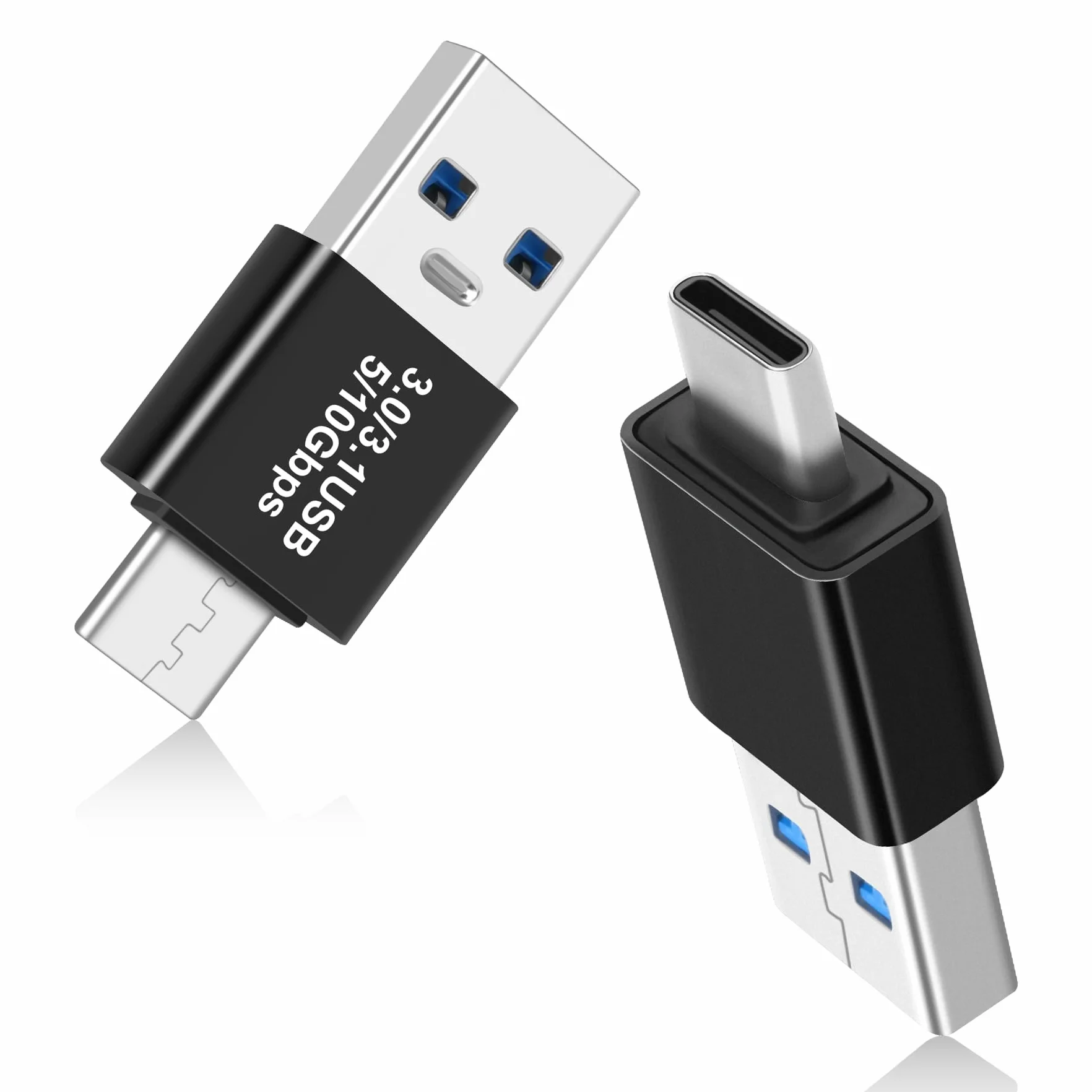 Adaptateur USB 3.0/3.1 mâle vers USB-C mâle Paquet de 2, OTG USB A vers Type-C, Transfert Rapide 10 Gbit/s