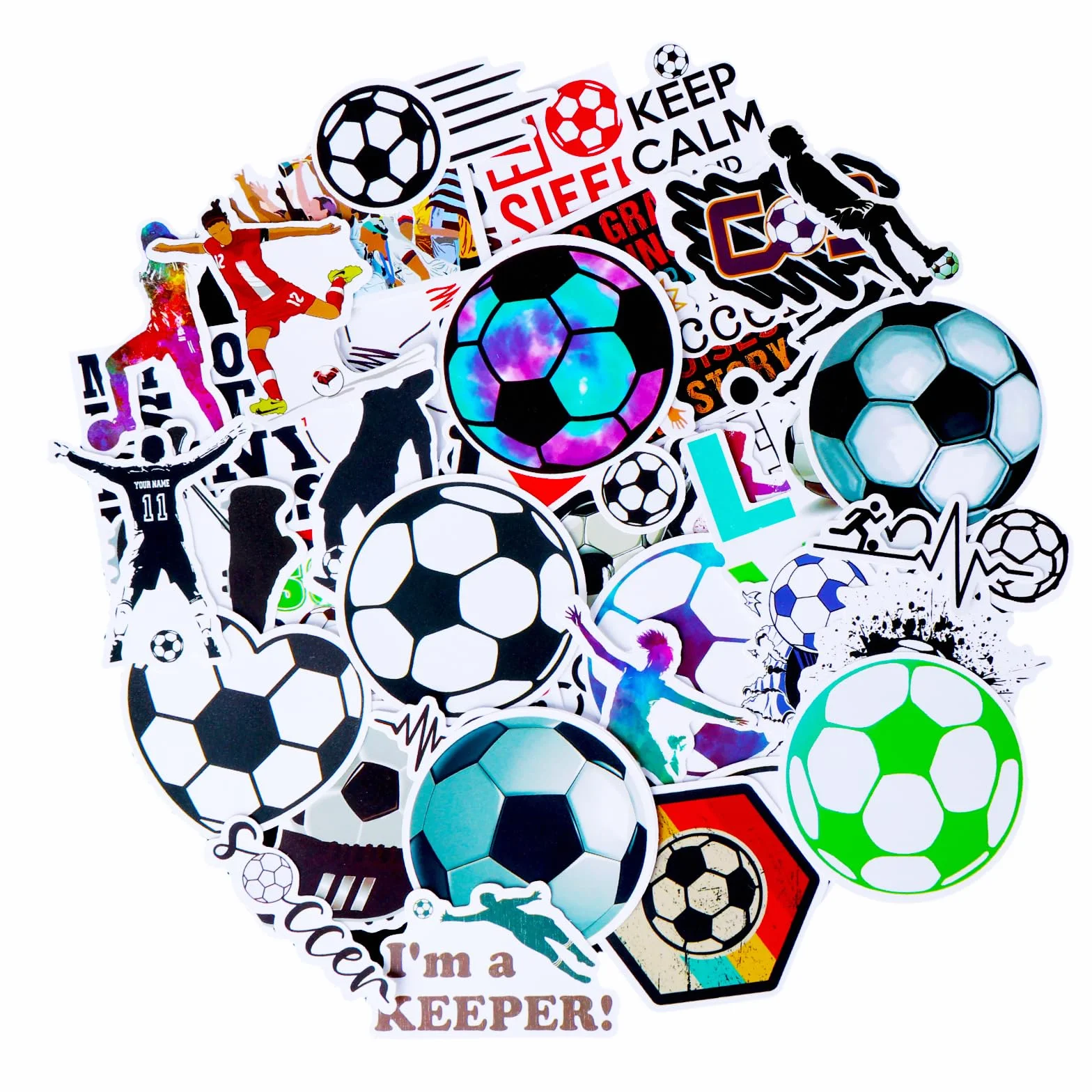 TIESOME 100 Stickers Foot Velo Enfant Football Autocollants Imperméables Sport Bouteille Eau