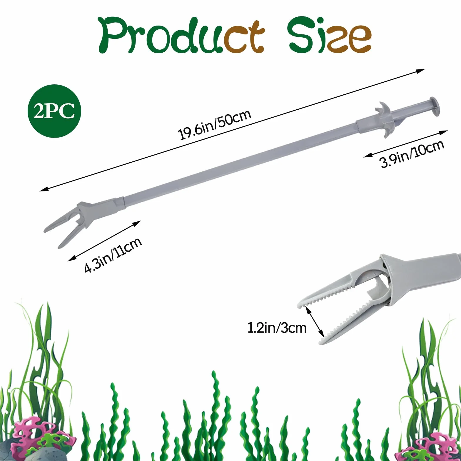 Pinces pour plantes d'aquarium, plastique, 50 cm, entretien plantes aquatiques