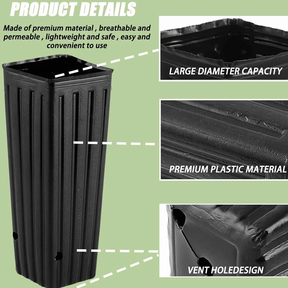 Pots d'arbres profonds en plastique 25 cm Noir Lot de 50 pour pépinière