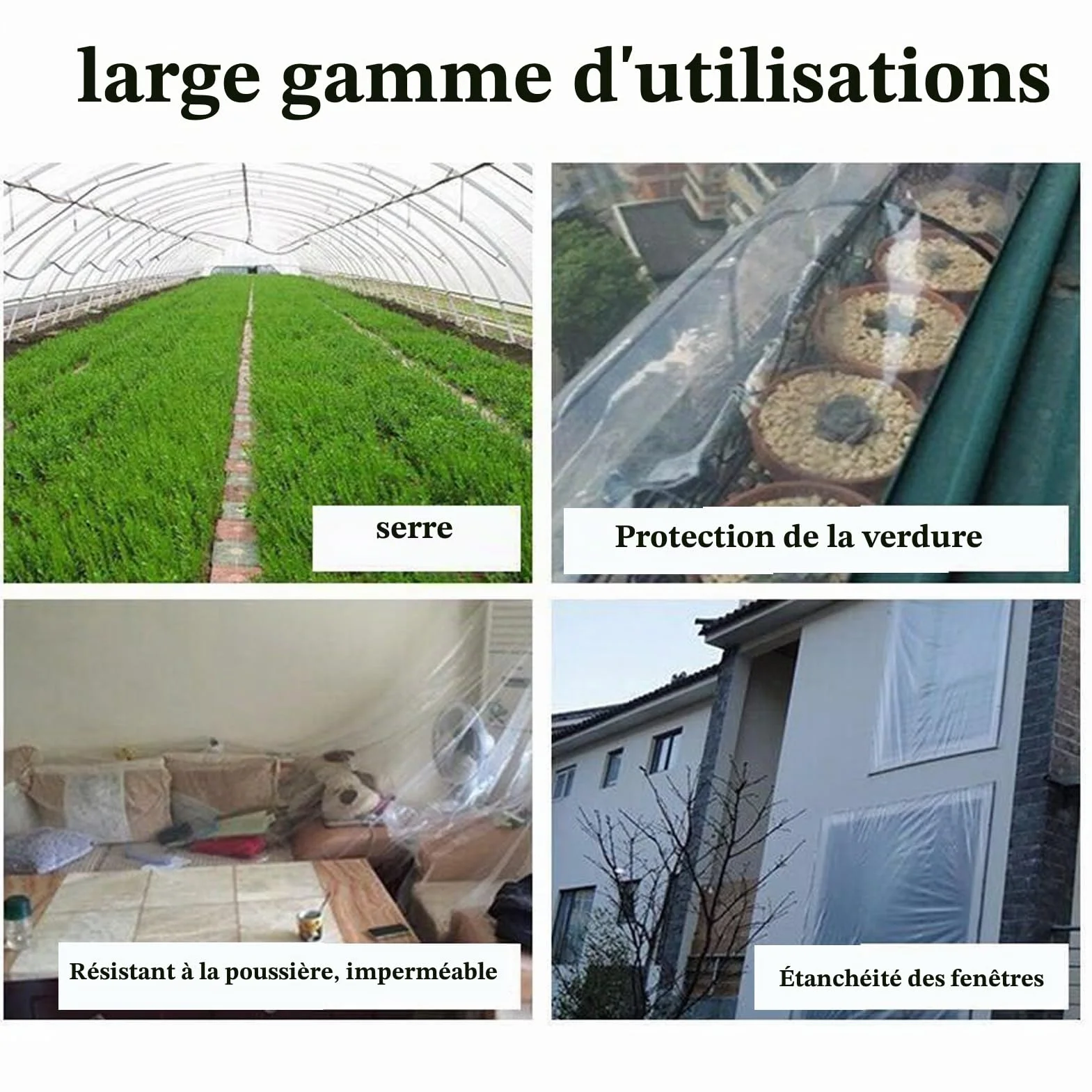 Film de serre polyéthylène 850 g 2 m x 4 m Extra épais Résistant déchirure
