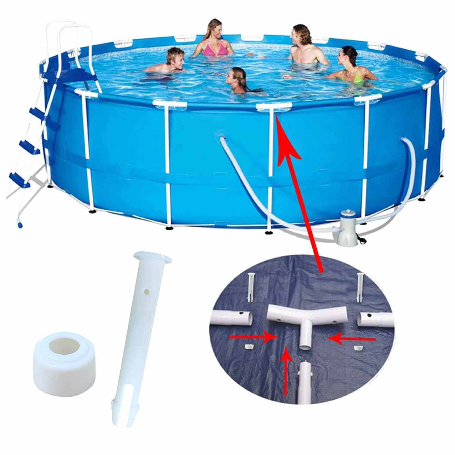 Goupilles De Piscine en Plastique 24 pcs, Broche pour Cadre de Piscine, Joints de Rechange