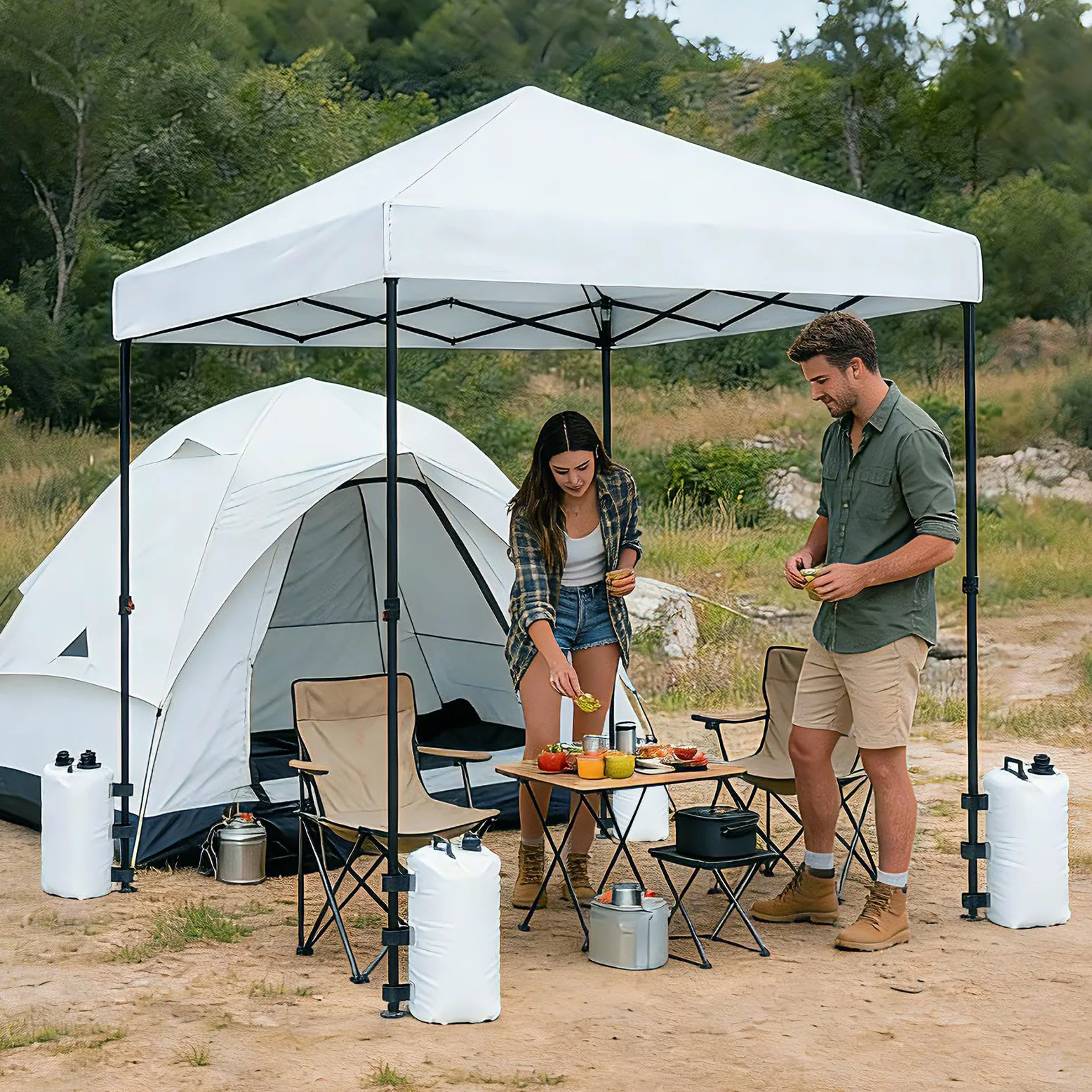 Paquet de 4 Poids de Water Bag Gazebo,Sacs de Poids Robustes pour Pieds de tonnelle,Réutilisable, Sacs de lestage pour Gazebos/Tentes de Jardin,Poids pour Jambes, tentes Pare-Soleil, Parasol