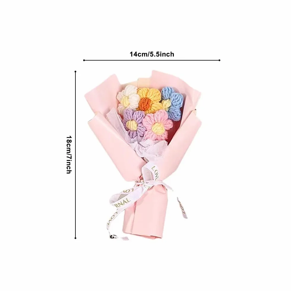 DONGKER Bouquet de Fleurs au Crochet 2 Pièces Kit Coloré pour Saint-Valentin Décoration Maison