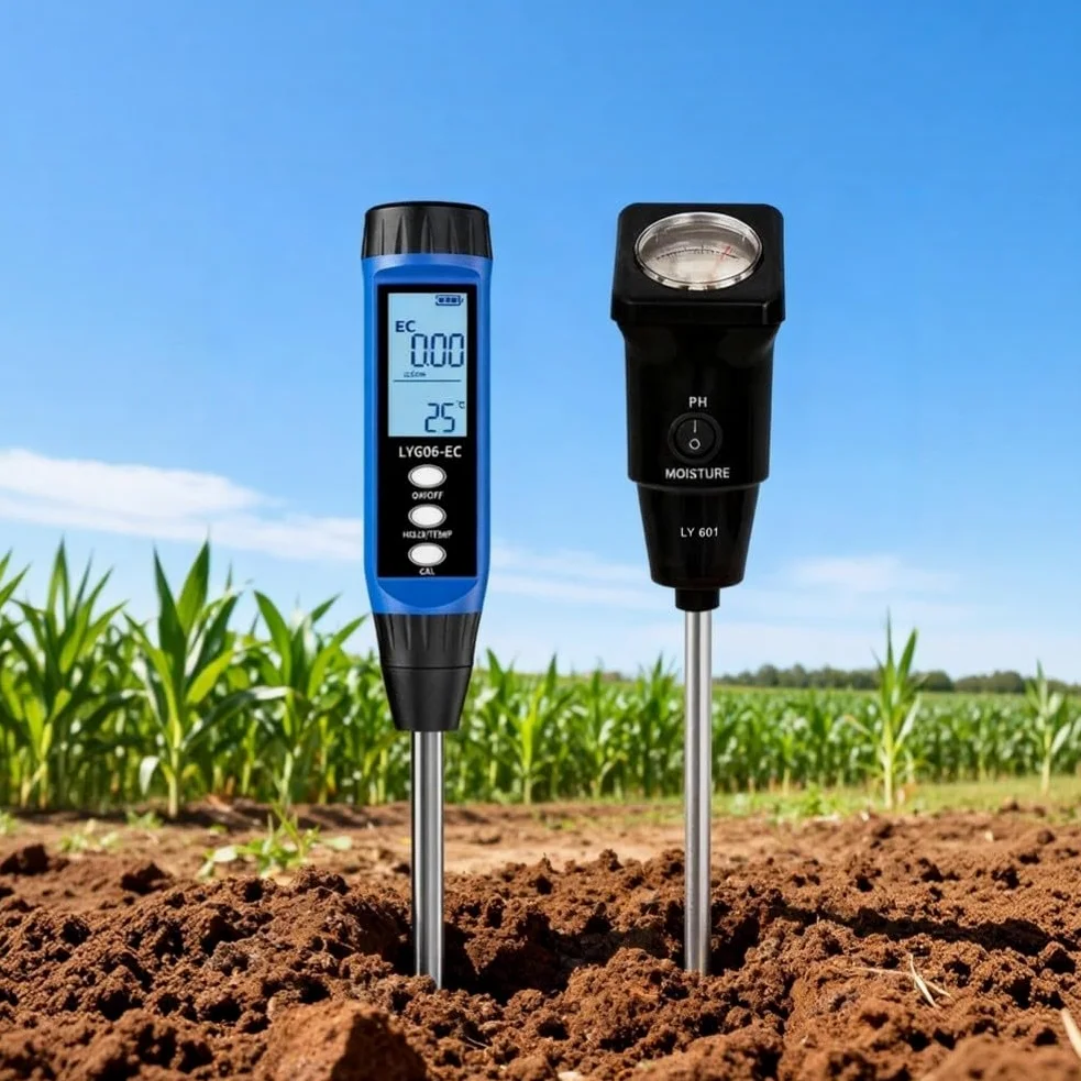 Testeur numérique de pH et de conductivité, 3-14pH et 0-19,99 mS/cm Testeur de sol avec écran LCD, compensation automatique de la température, sonde portable pour agriculture de jardin agricole