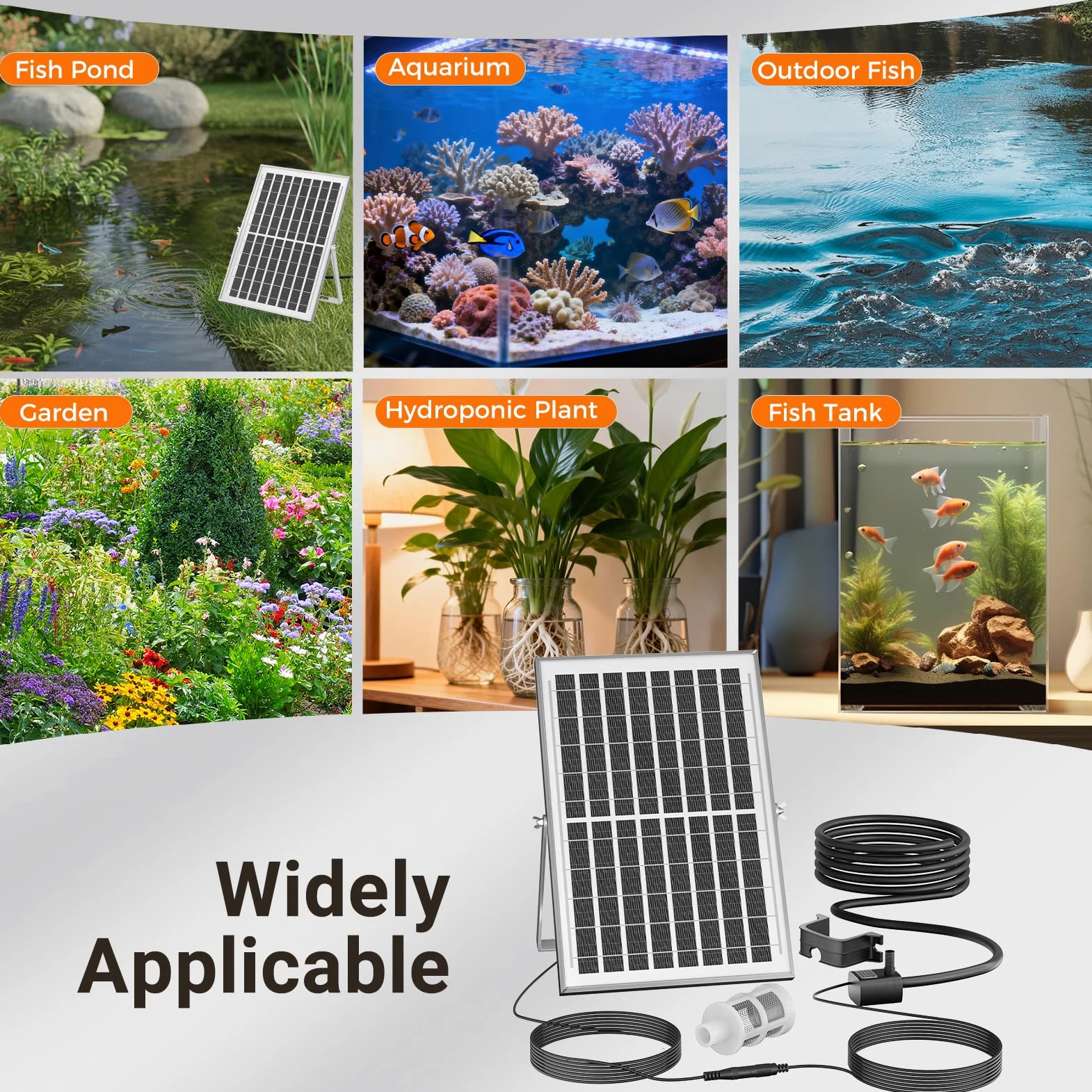 Aérateur de bassin - Pompe à oxygène solaire - 9V10W Pompe à air Solaire pour Aquarium - pour la Circulation de l'eau dans Le Jardin, pêche, hydroponique