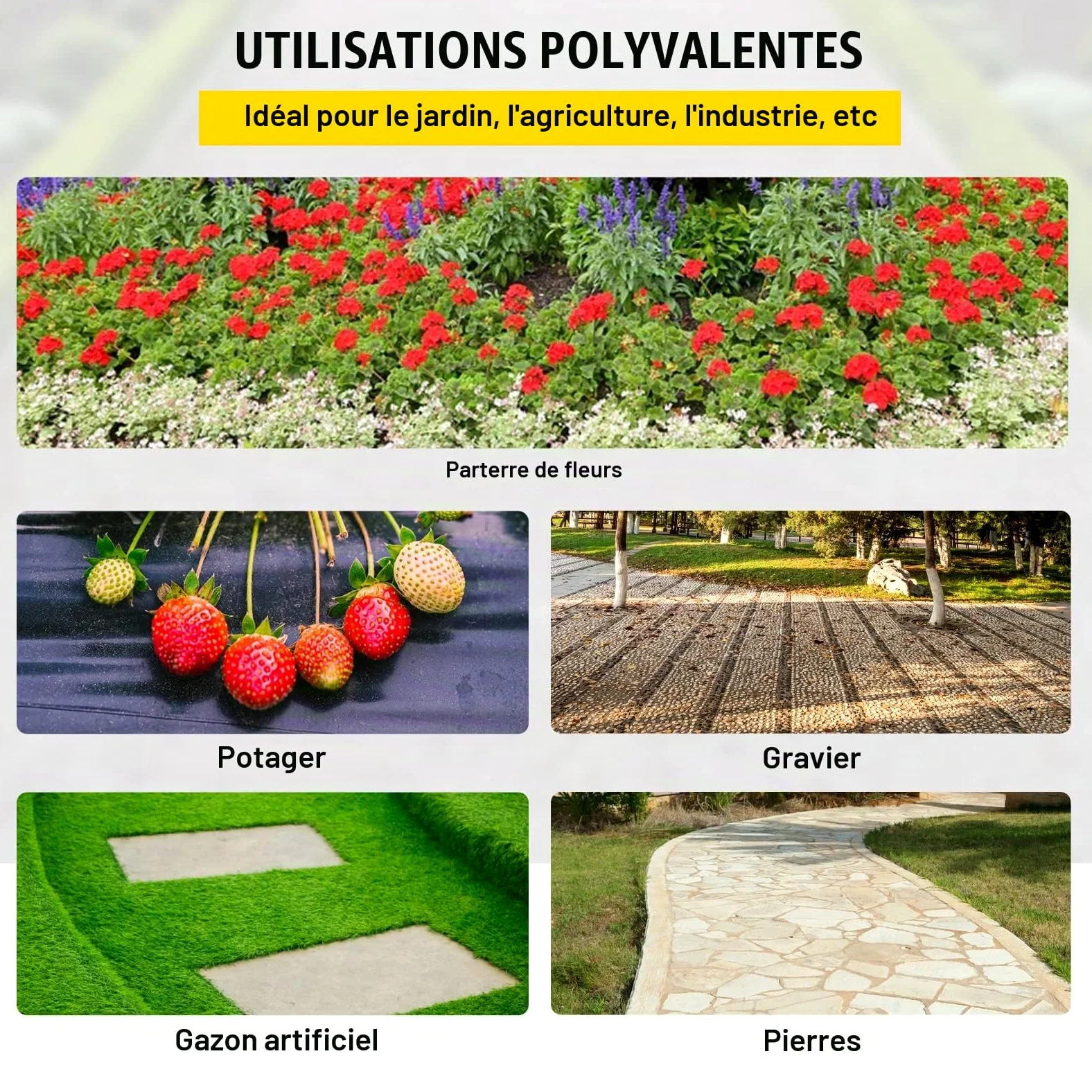 VEVOR Toile Tissée Jardin 91,4 m x 1,83 m Toile Anti-Mauvaises Herbes Tissé Anti-UV pour Les Allées des Terrasses Empêcher Les Mauvaises Herbes et Idéal Également pour Les Allées de Potagers