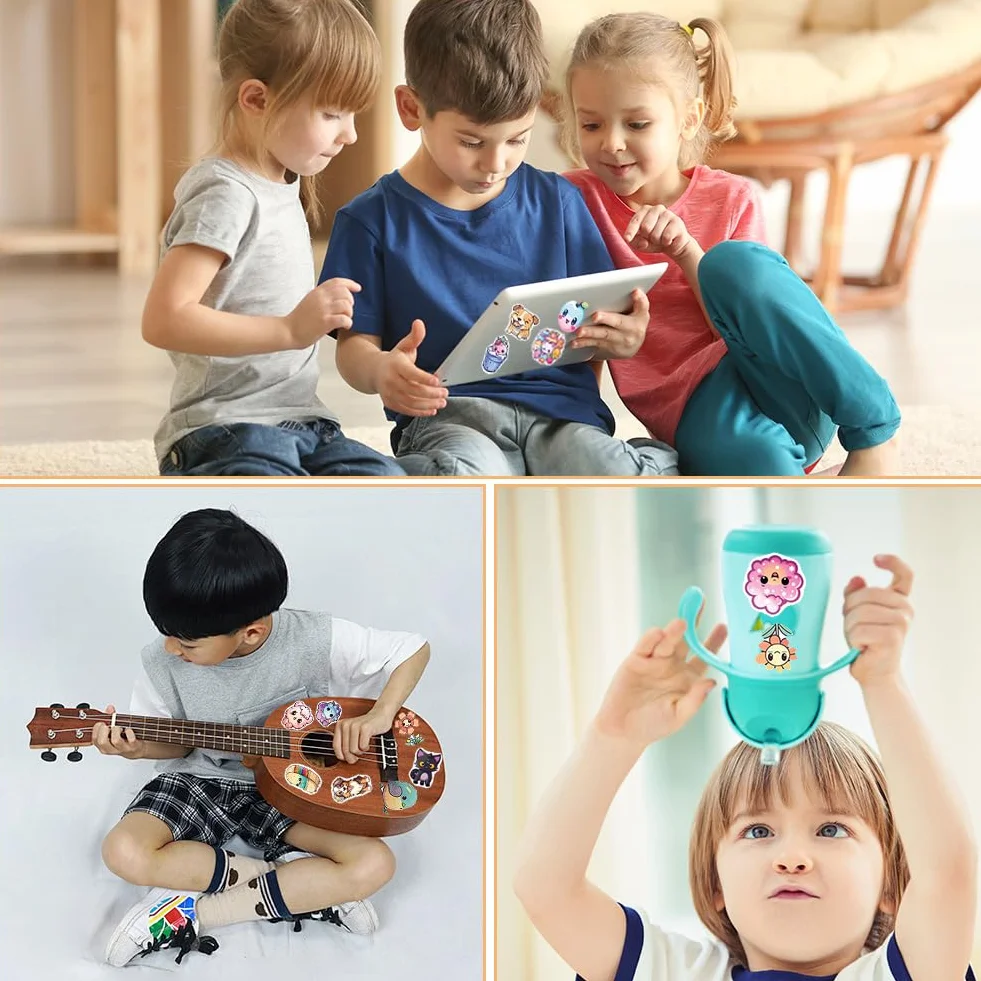 Autocollant Kawaii 100 Pièces Stickers Vinyle Étanche Enfant Animaux Drôles pour Bouteille Ordinateur Skate