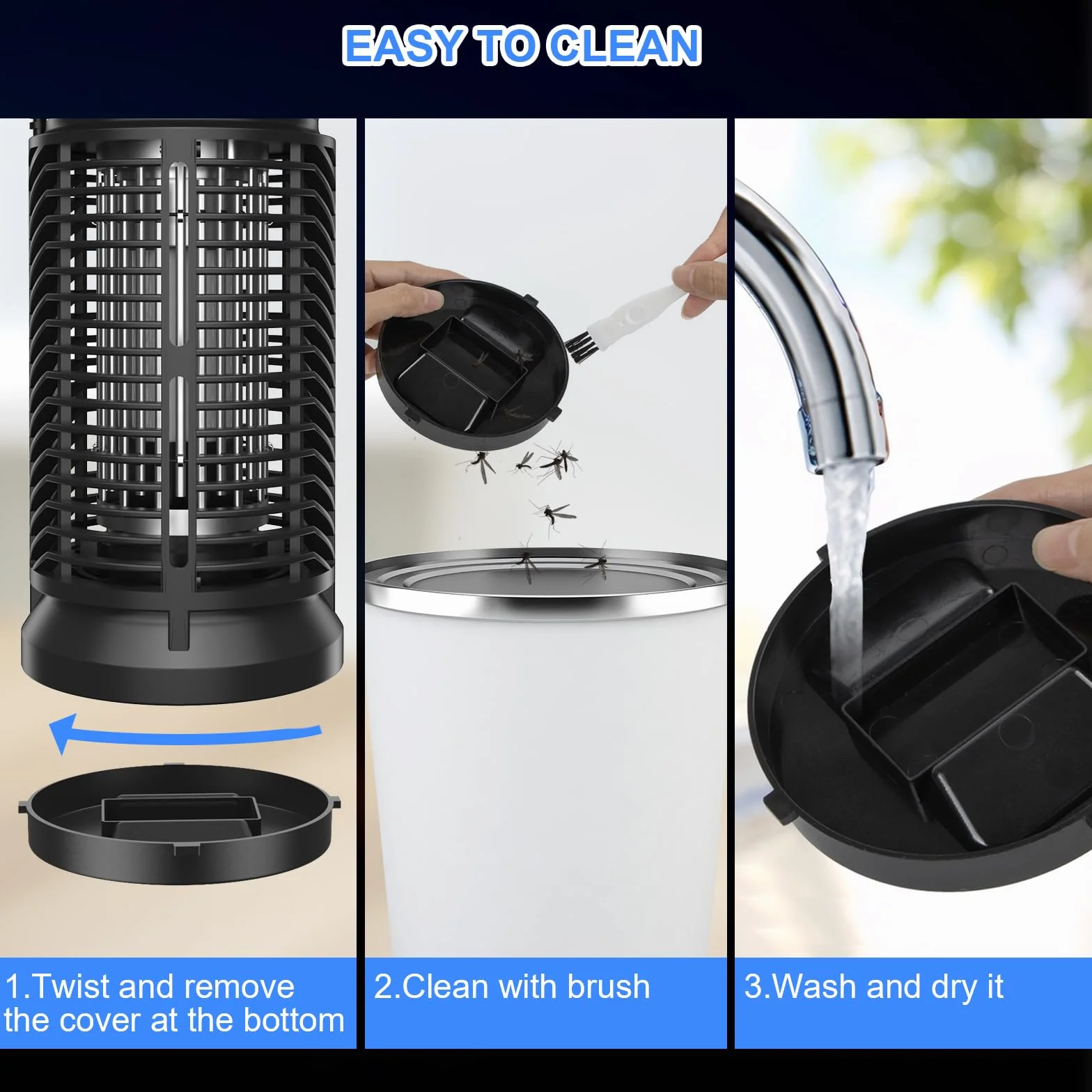 Qoosea Bug Zapper Électrique Tueur de Moustiques 20W Lumière UV Piège à Insectes Intérieur Extérieur