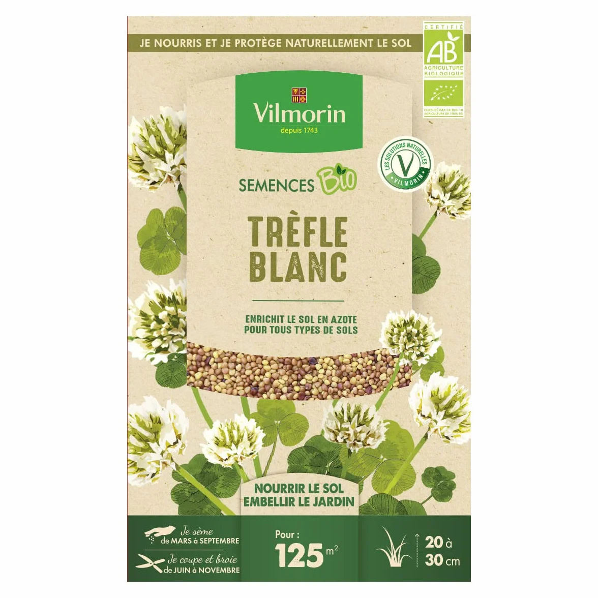 Vilmorin Graines de Trefle Blanc BIO 375 g