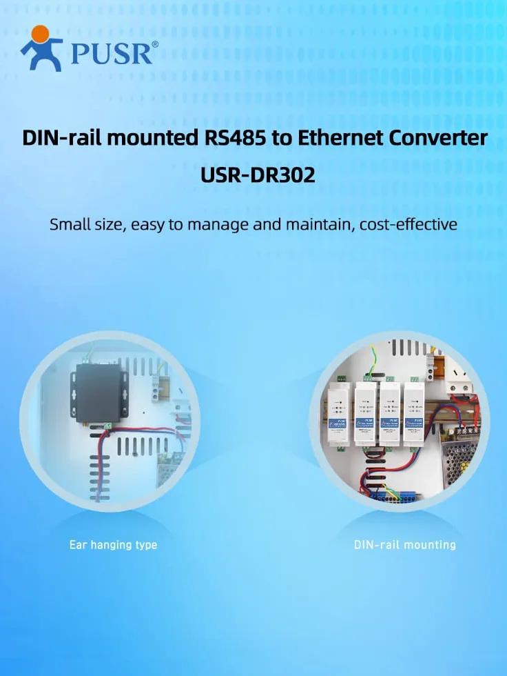 Przetwornik RS485 na Ethernet Modbus RTU TCP DR302