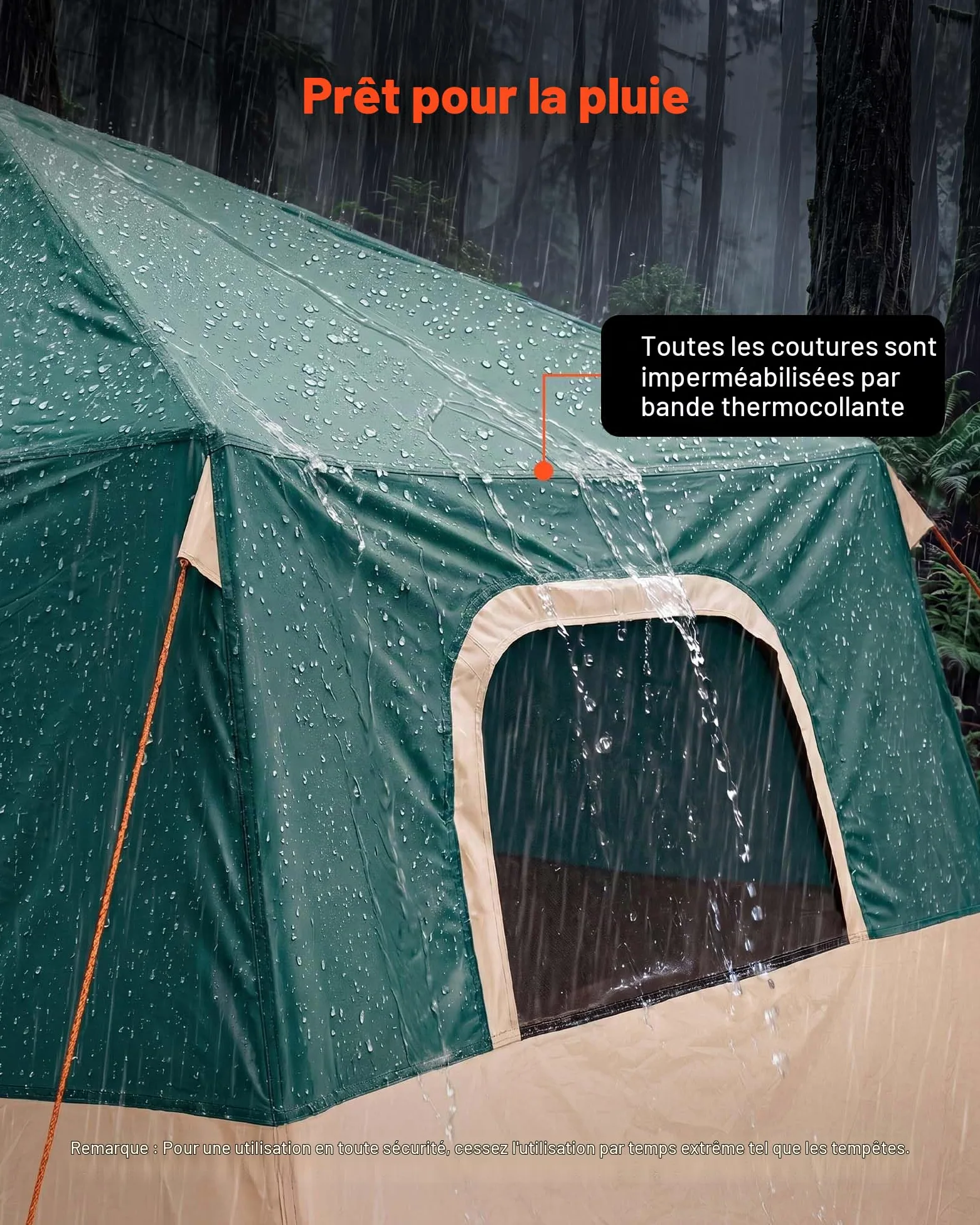 VEVOR Tente Gonflable 6 Personnes Pompe Rechargeable Tente de Camping Vert, pour Randonnée et Pique-niques en Famille, avec Tubes d'air en TPU, 4 Grandes Fenêtres en Maille, Sac de Transport Portable
