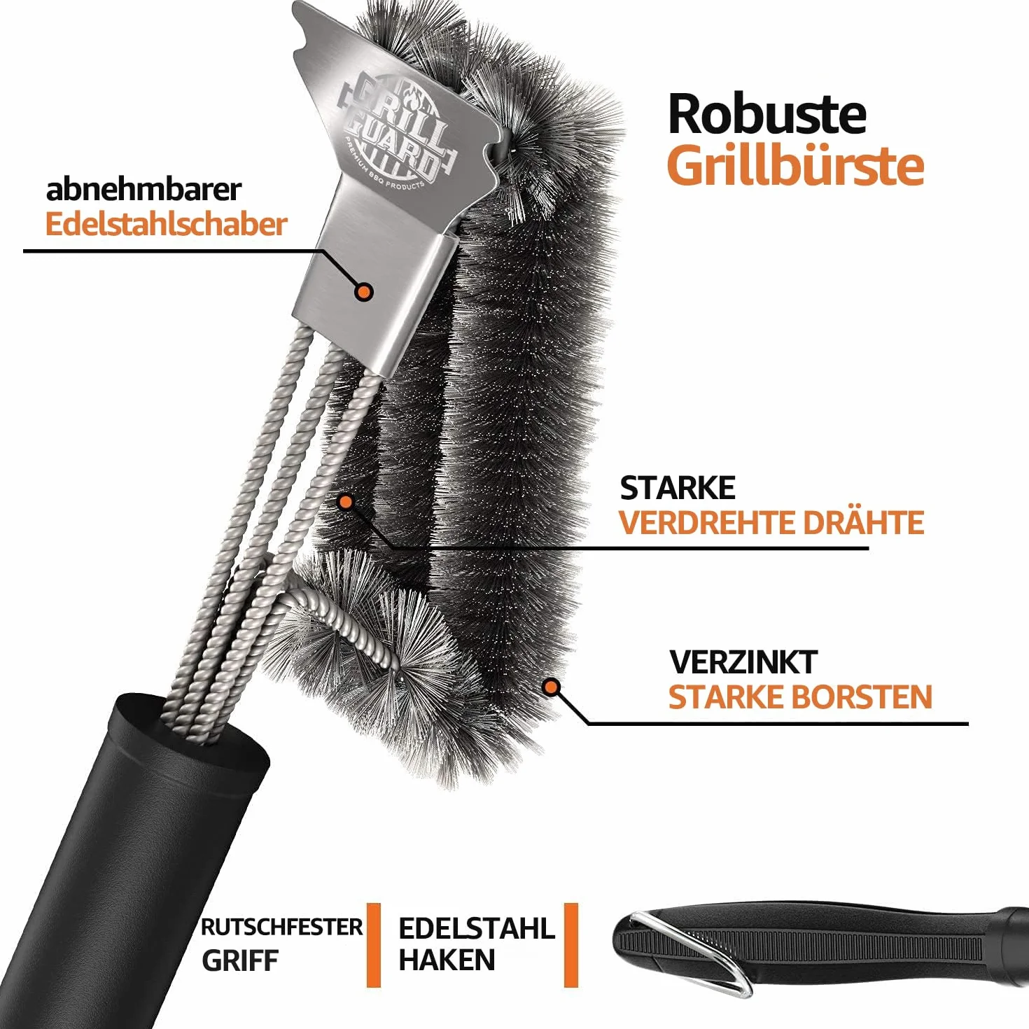 Brosse de Nettoyage Barbecue Acier Inoxydable 35 cm Grattoir Weber Gaz Charbon