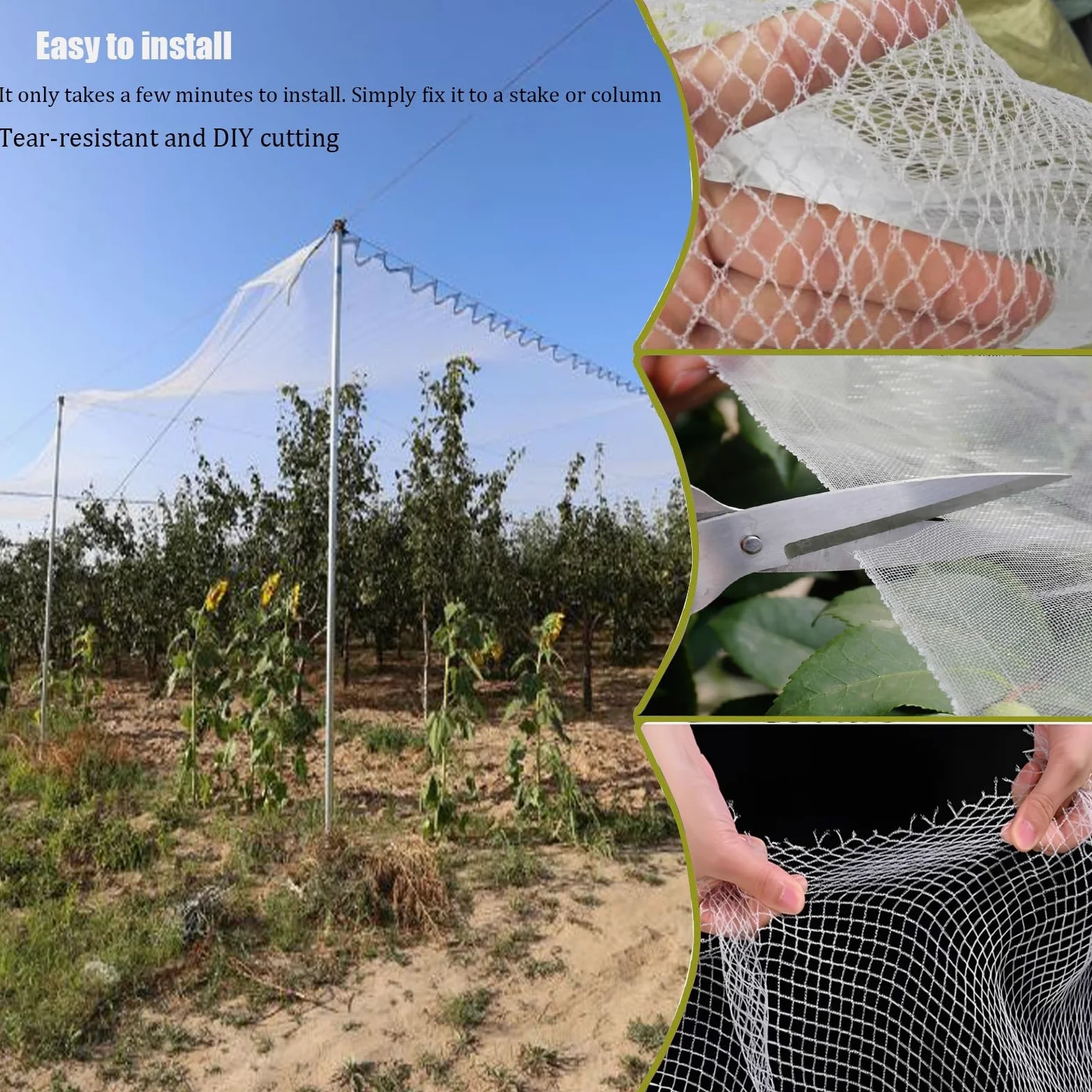 Filet Anti-grêle pour Jardin, Hail Garden Netting White Reusable Multiple Sizes HDPE
