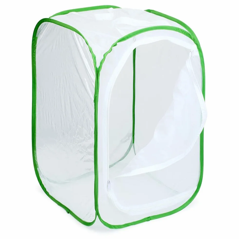 Lot de 2 cages habitat à insectes et papillons - Pour terrarium - 2 x 15,7 x 15,7 x 23,6 cm - Blanc durable + vert