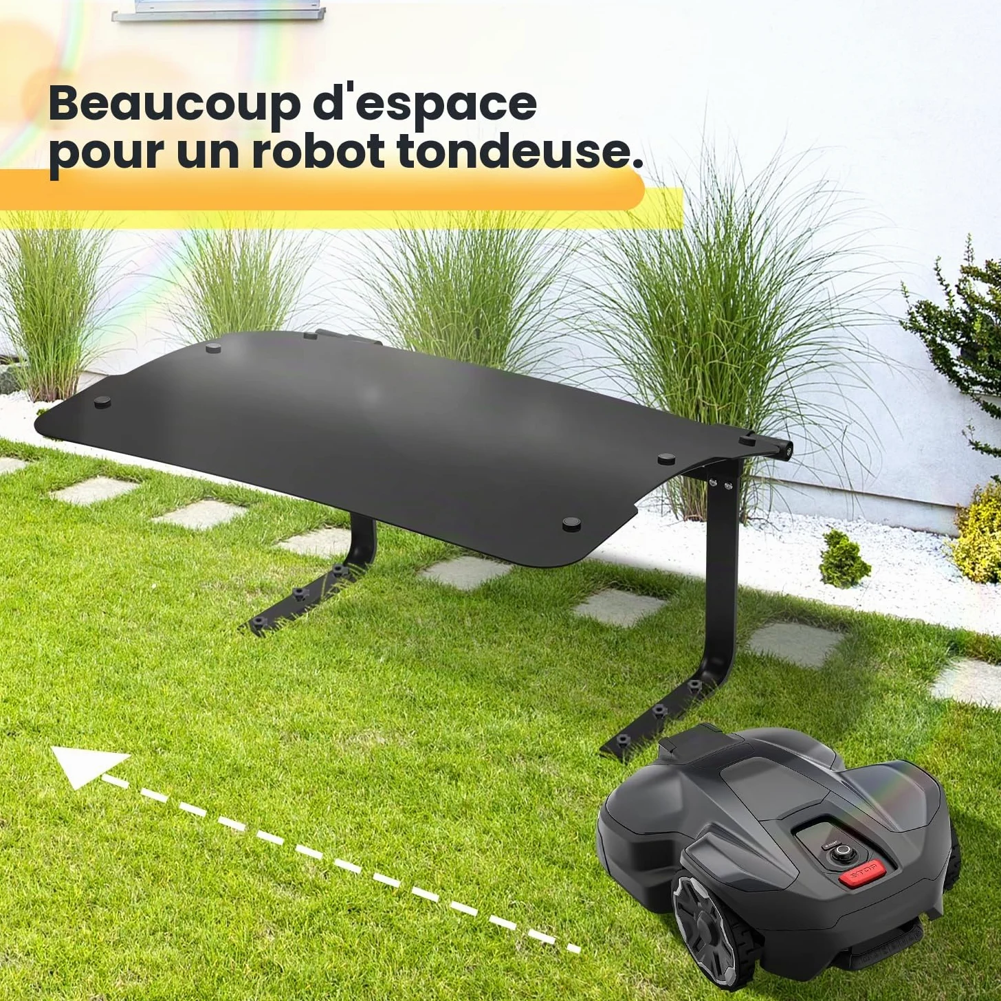 Garage pour robot tondeuse, toit pour robot tondeuse, abri de voiture pour robot tondeuse, pliable, garage, maison de pluie pour robot tondeuse avec barre de support