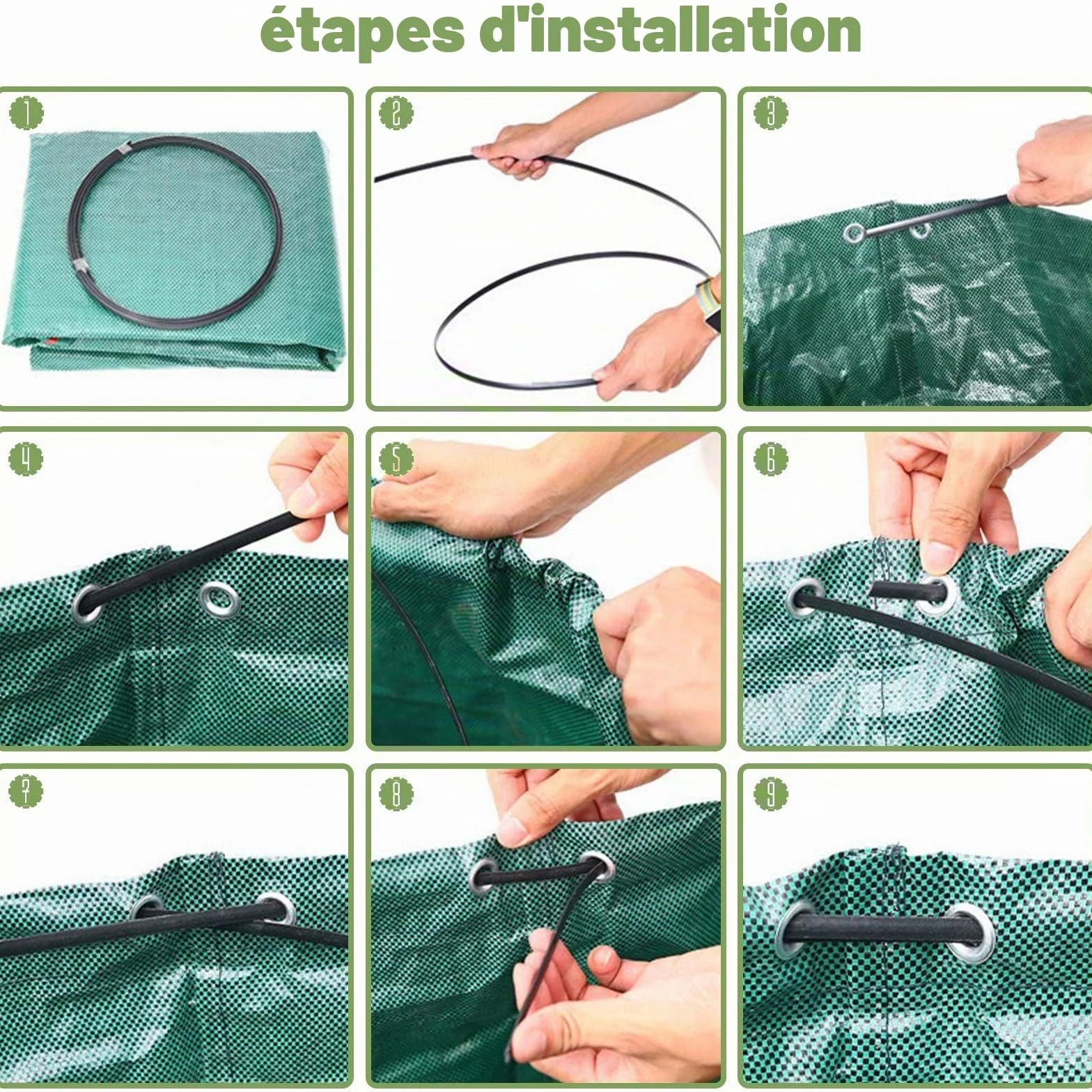 Sacs de Jardin 4x272L Polypropylène Robuste Pliables Réutilisables Étanches avec Poignées
