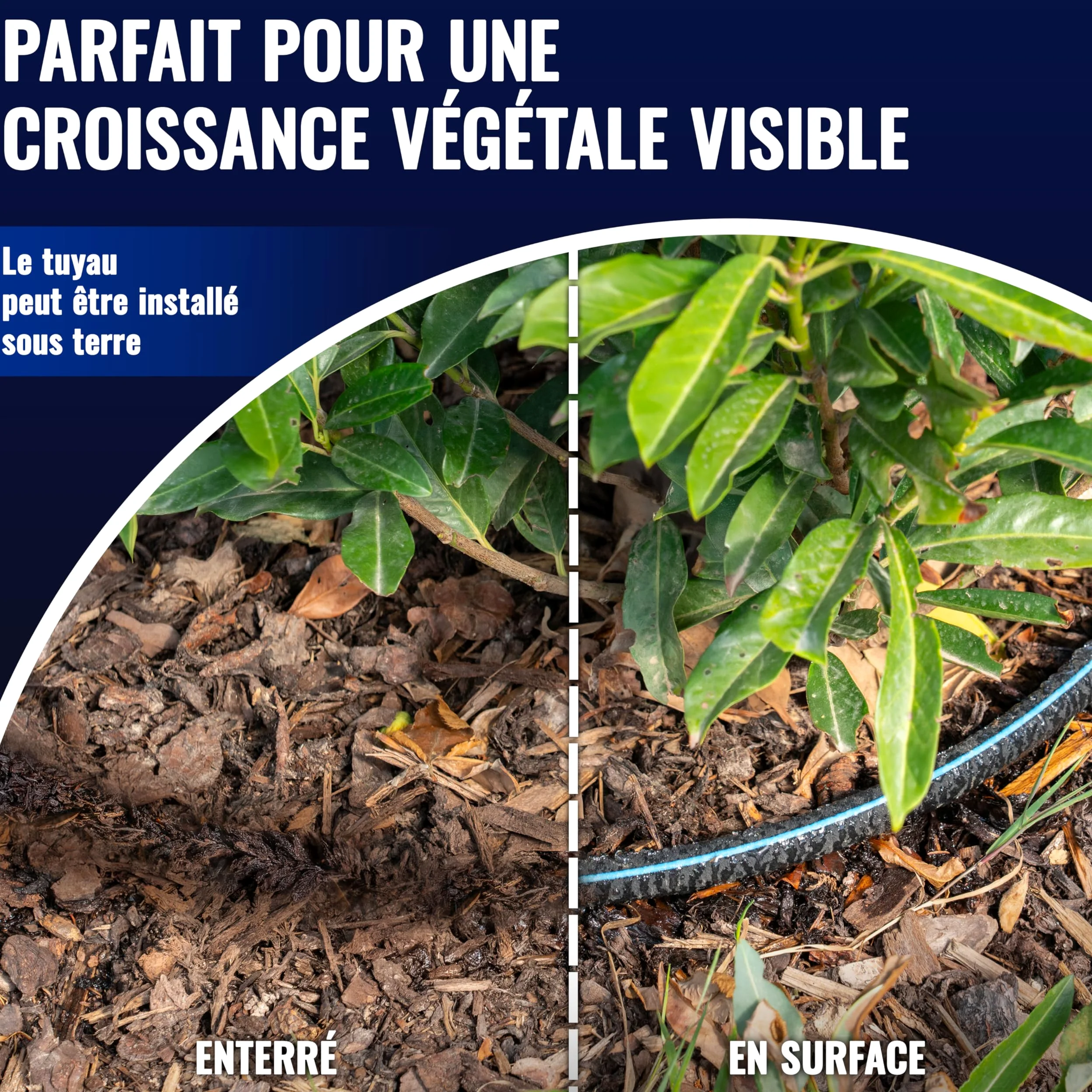 Poppstar Tuyau microporeux 30m (tuyau suintant goutte à goutte) Ø intérieur 12,7 mm (1/2"), raccord rapide avec vanne manuelle intégrée, noir