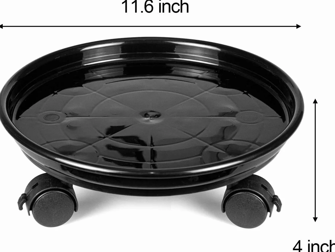 Lot de 3 Supports Ronds pour Pots de Fleurs Chariot avec Roulettes Universelles 30cm Noir
