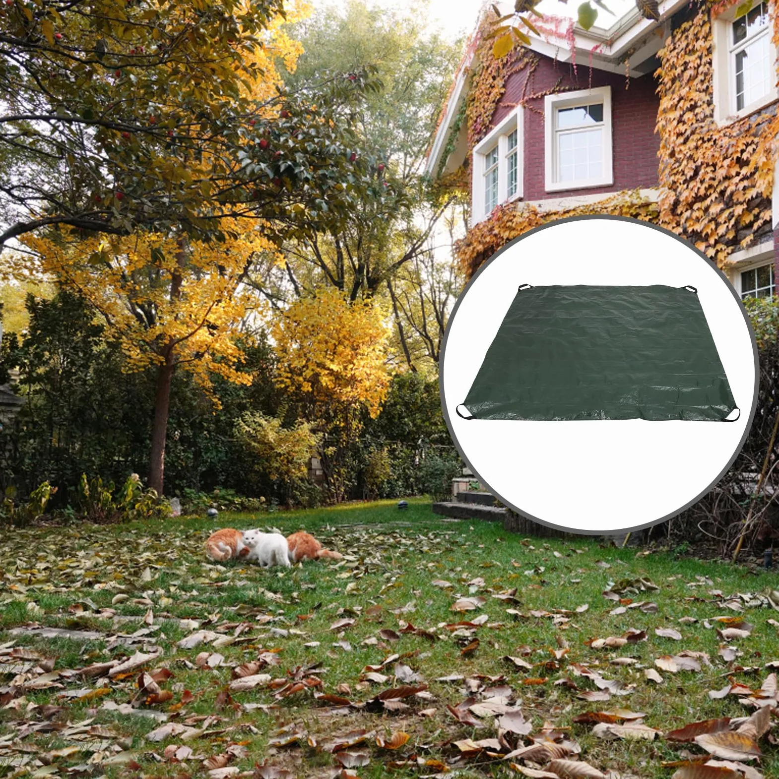 BESPORTBLE Bâche de Jardin Pliable 198X198 M en Polyéthylène Tissé Vert avec Poignées Paquet de Ramassage des Feuilles Réutilisable pour Collecte de Déchets et Nettoyage Extérieur
