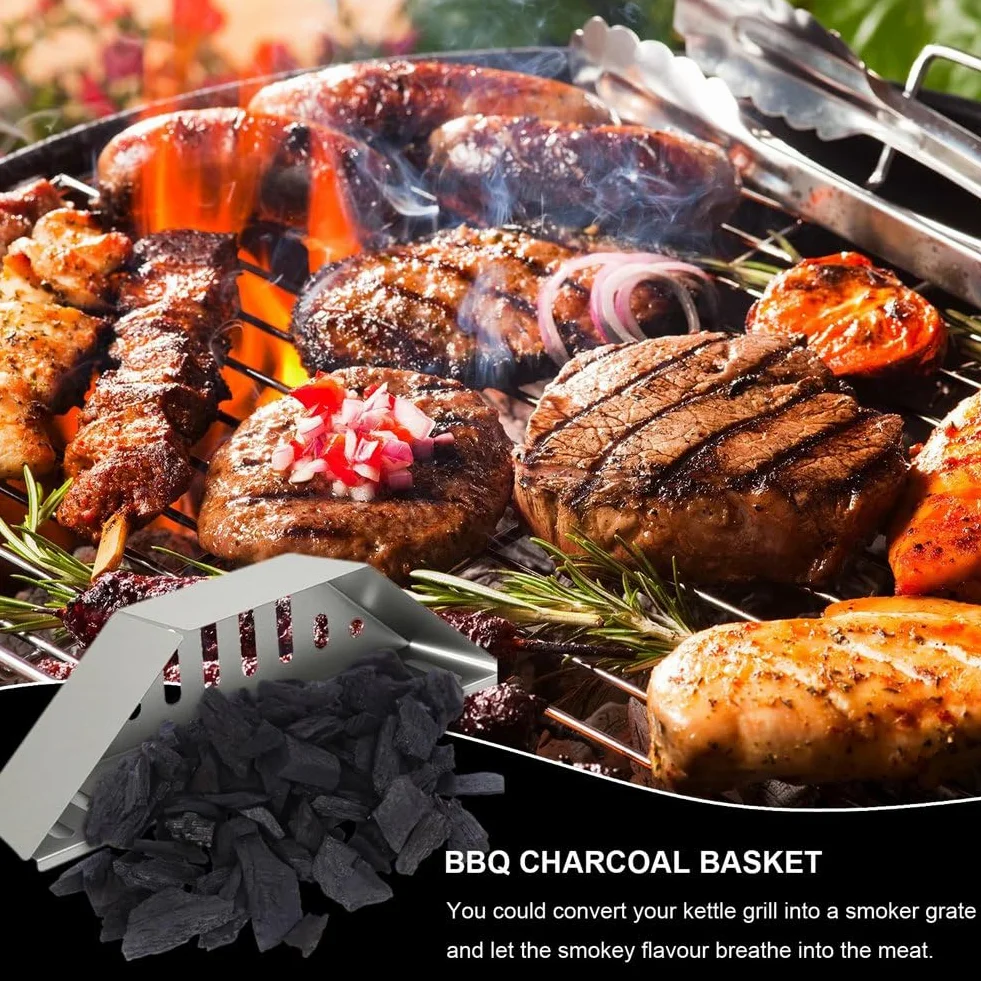 Panier à Charbon de Bois en Acier Inoxydable, 2 Pièces